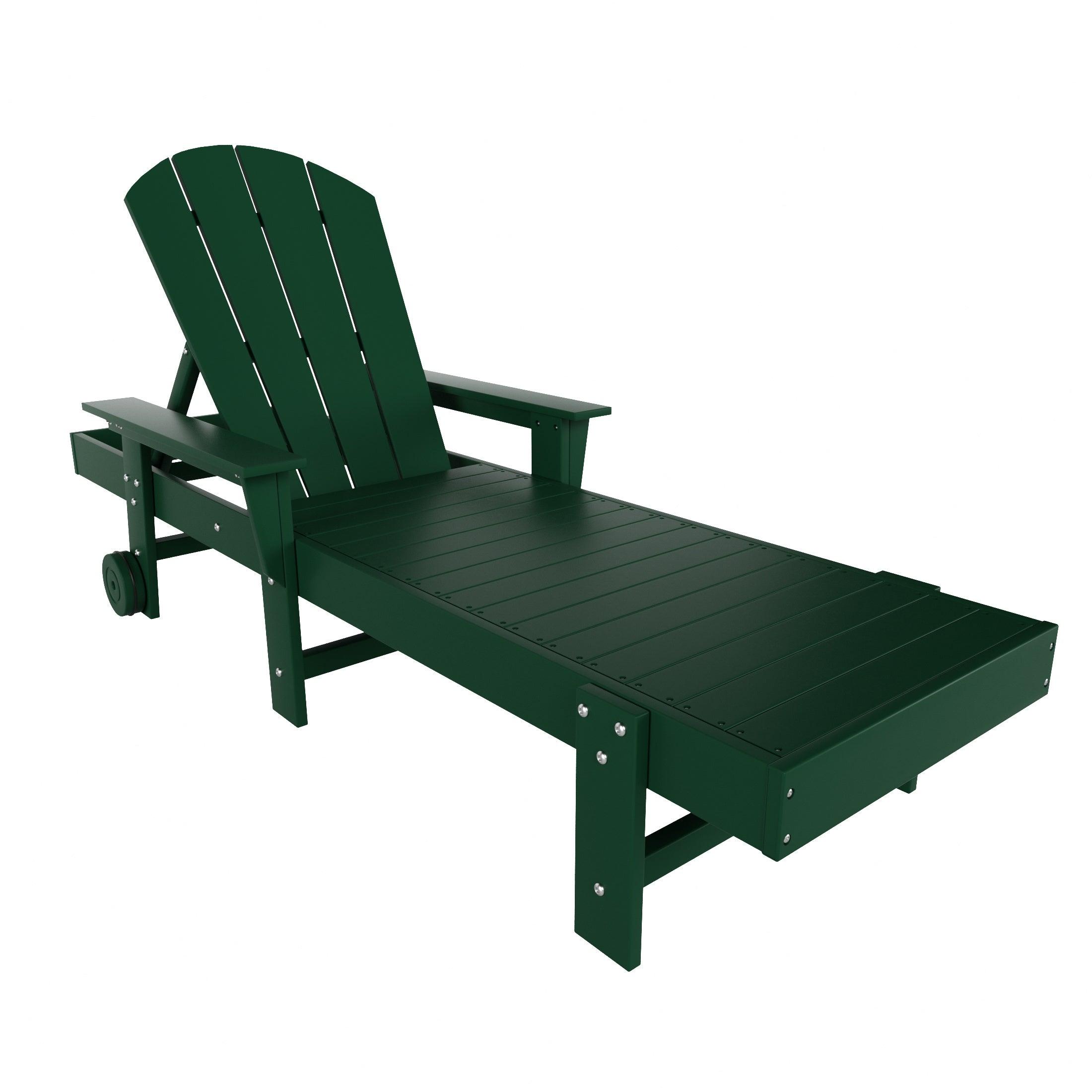 Paradise Outdoor Wheeled Classic Poly Adirondack Chaise Lounge with Arms (Set of 2) - Costaelm