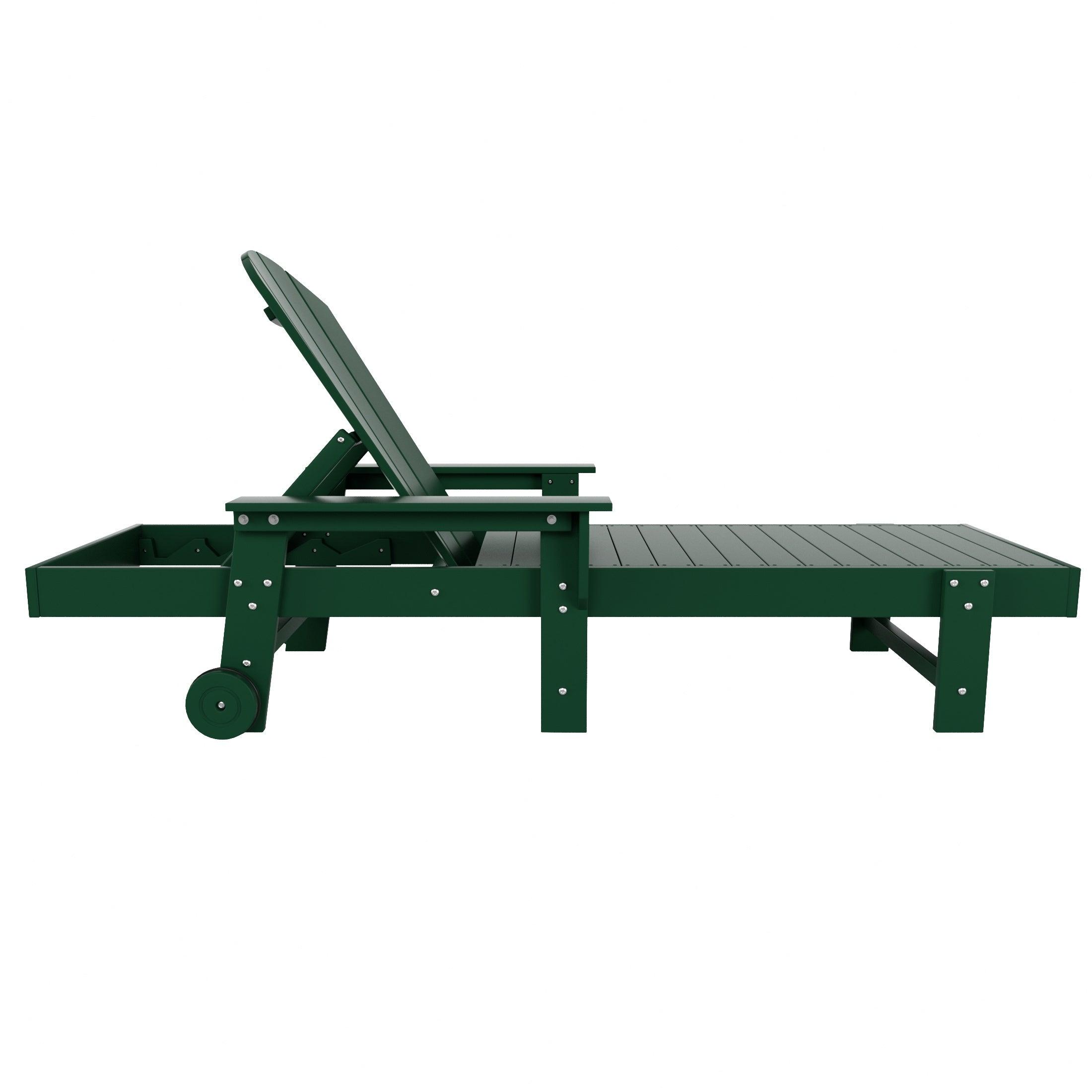 Paradise Outdoor Wheeled Classic Poly Adirondack Chaise Lounge with Arms (Set of 2) - Costaelm