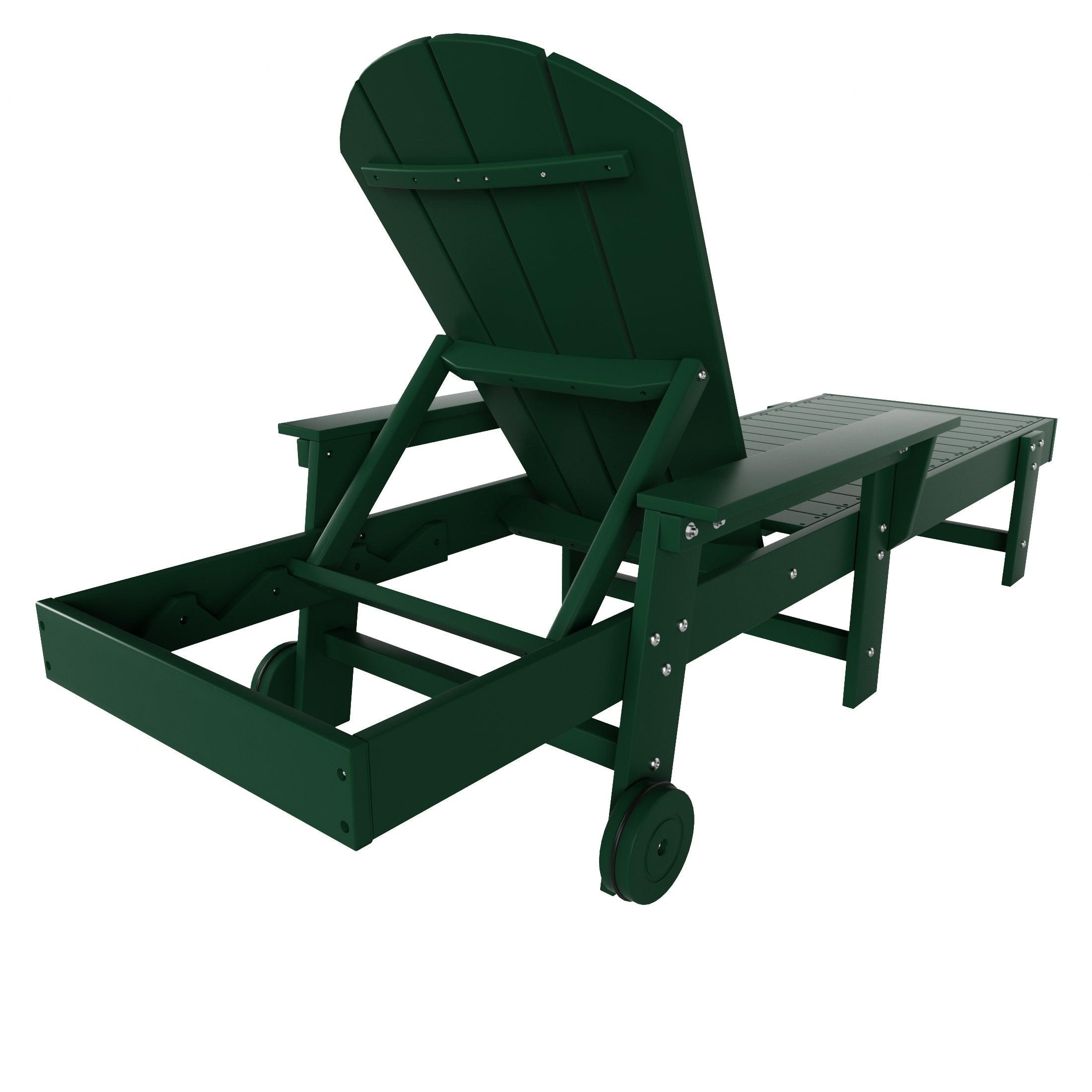 Paradise Outdoor Wheeled Classic Poly Adirondack Chaise Lounge with Arms (Set of 2) - Costaelm