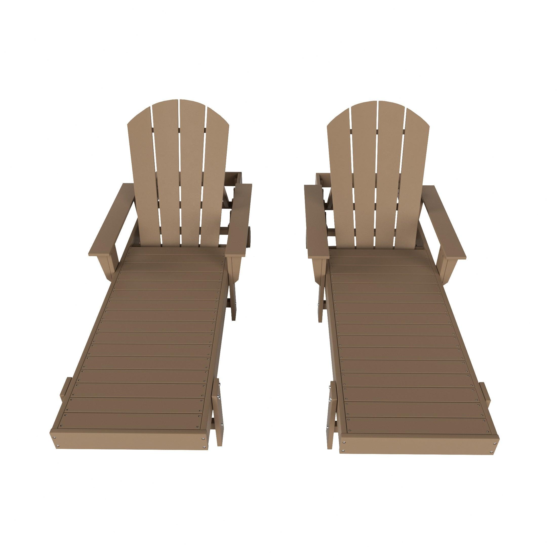 Paradise Outdoor Wheeled Classic Poly Adirondack Chaise Lounge with Arms (Set of 2) - Costaelm