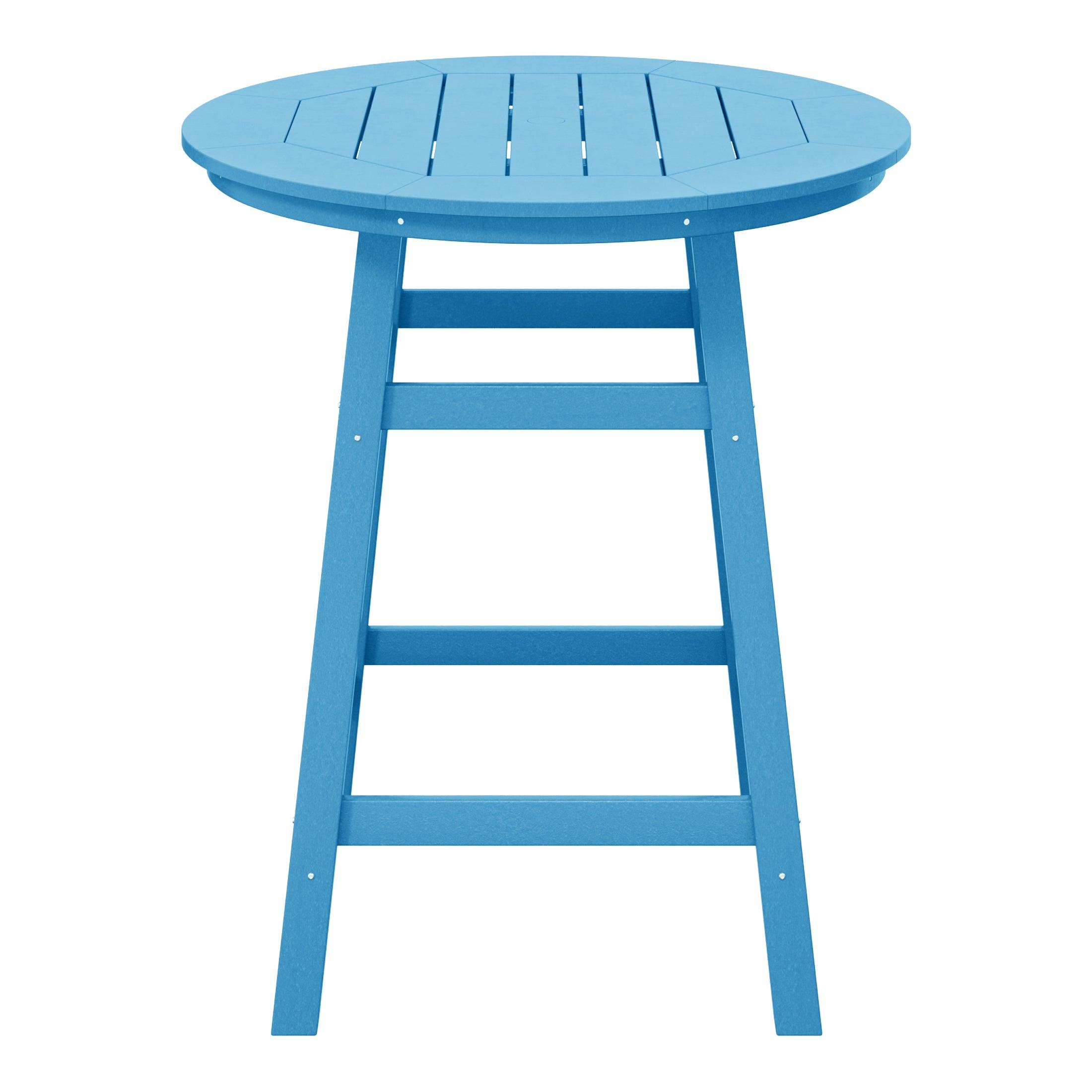 Paradise Round Outdoor Patio Counter High Bistro Bar Table With Umbrella Hole - Costaelm