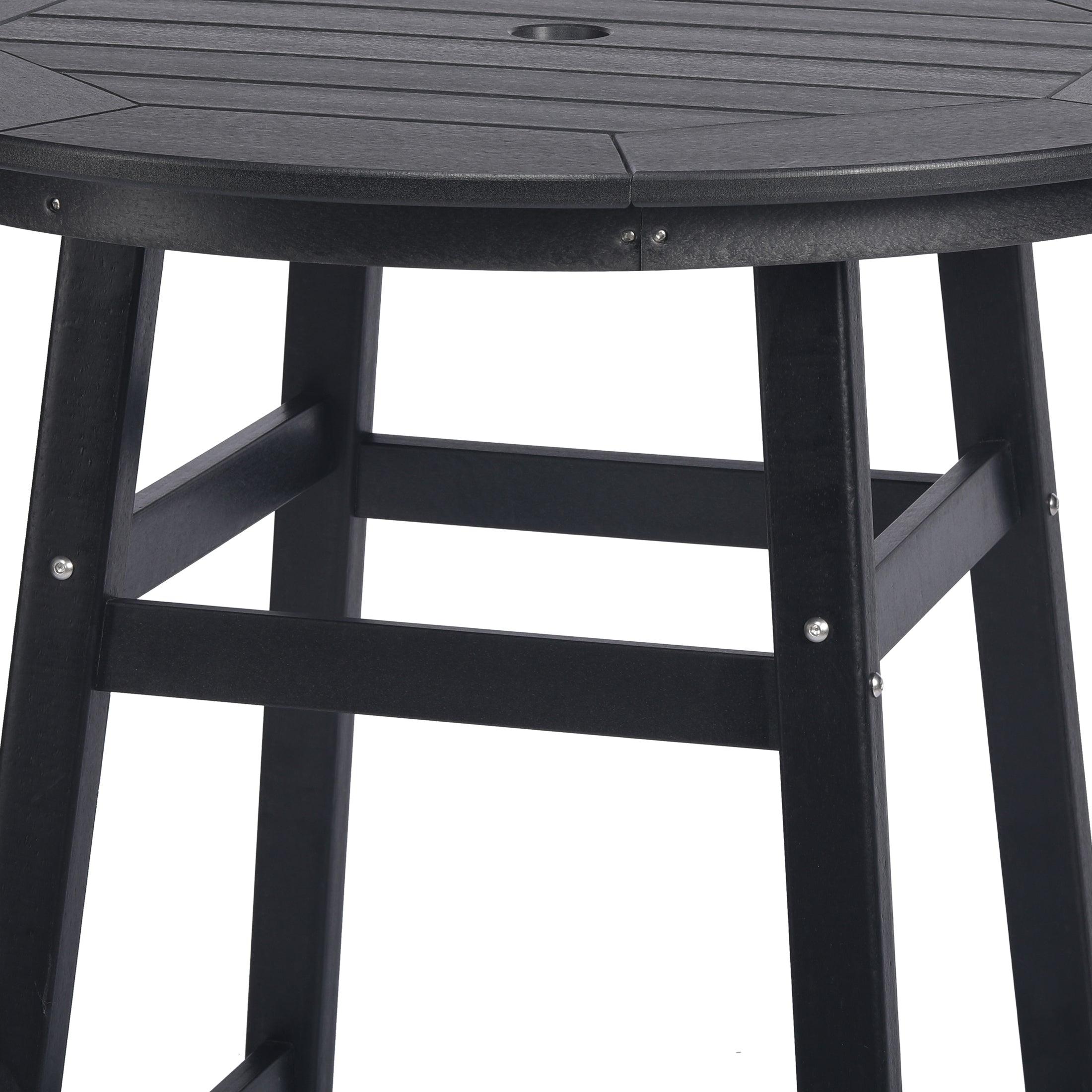 Paradise Round Outdoor Patio Counter High Bistro Bar Table With Umbrella Hole - Costaelm