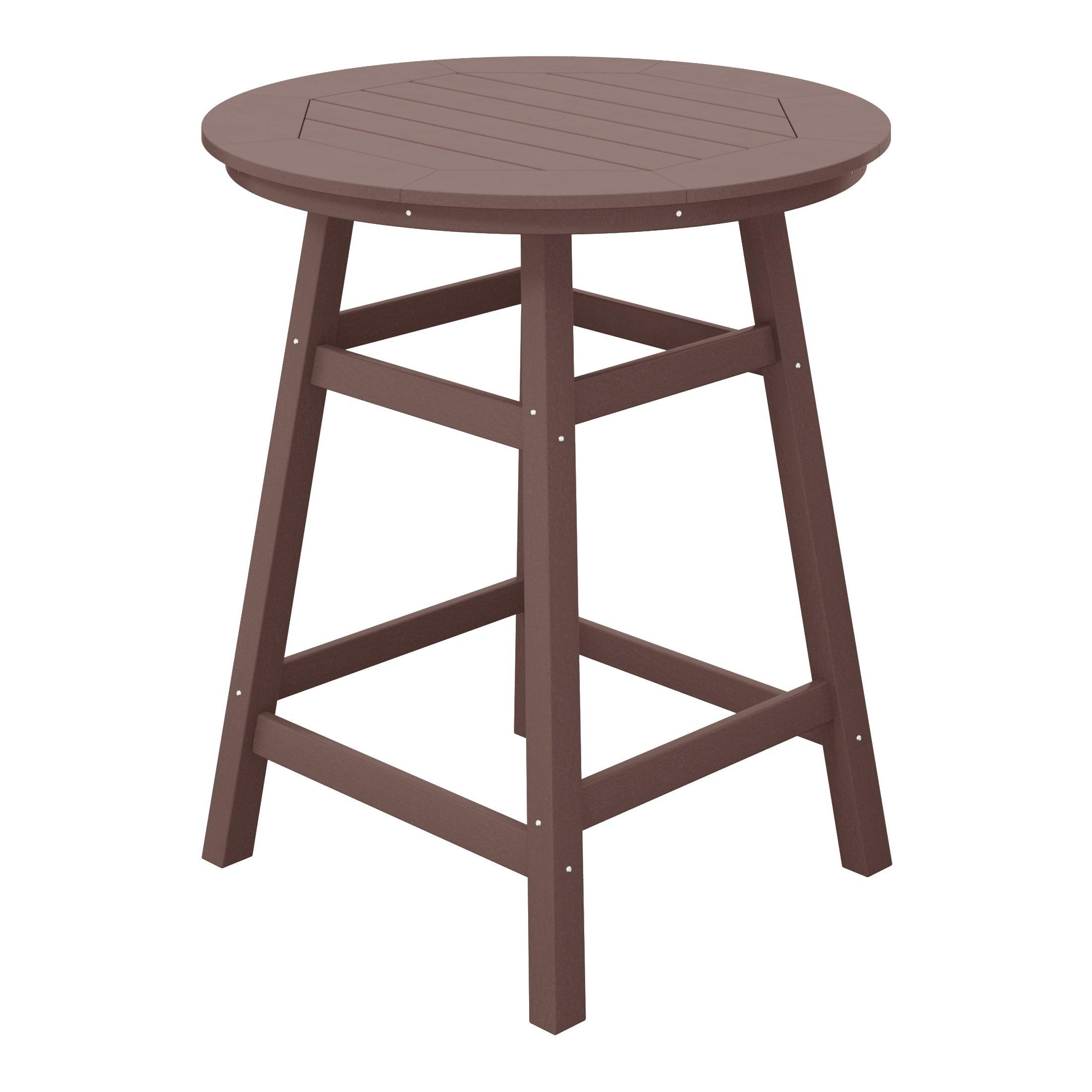 Paradise Round Outdoor Patio Counter High Bistro Bar Table With Umbrella Hole - Costaelm