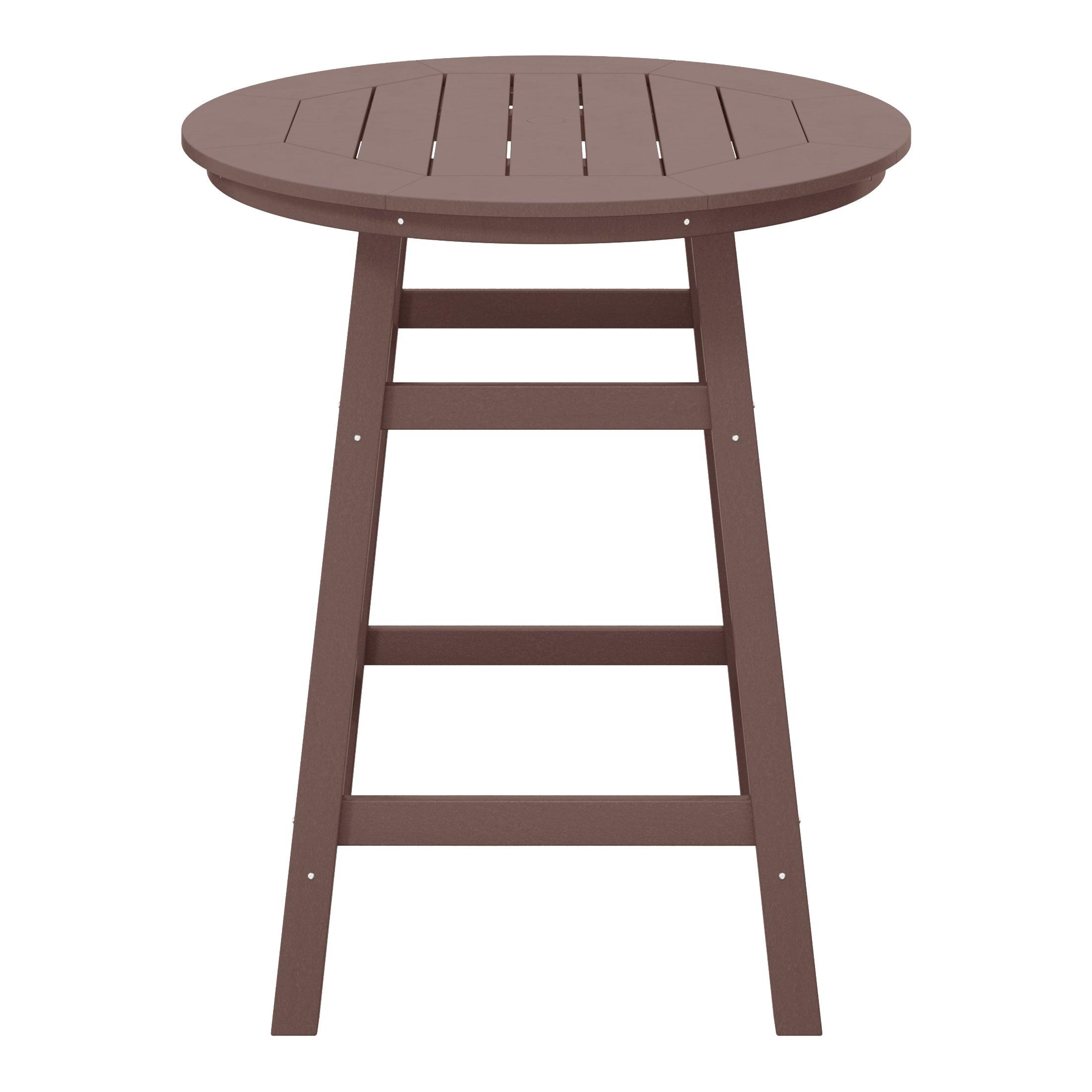 Paradise Round Outdoor Patio Counter High Bistro Bar Table With Umbrella Hole - Costaelm