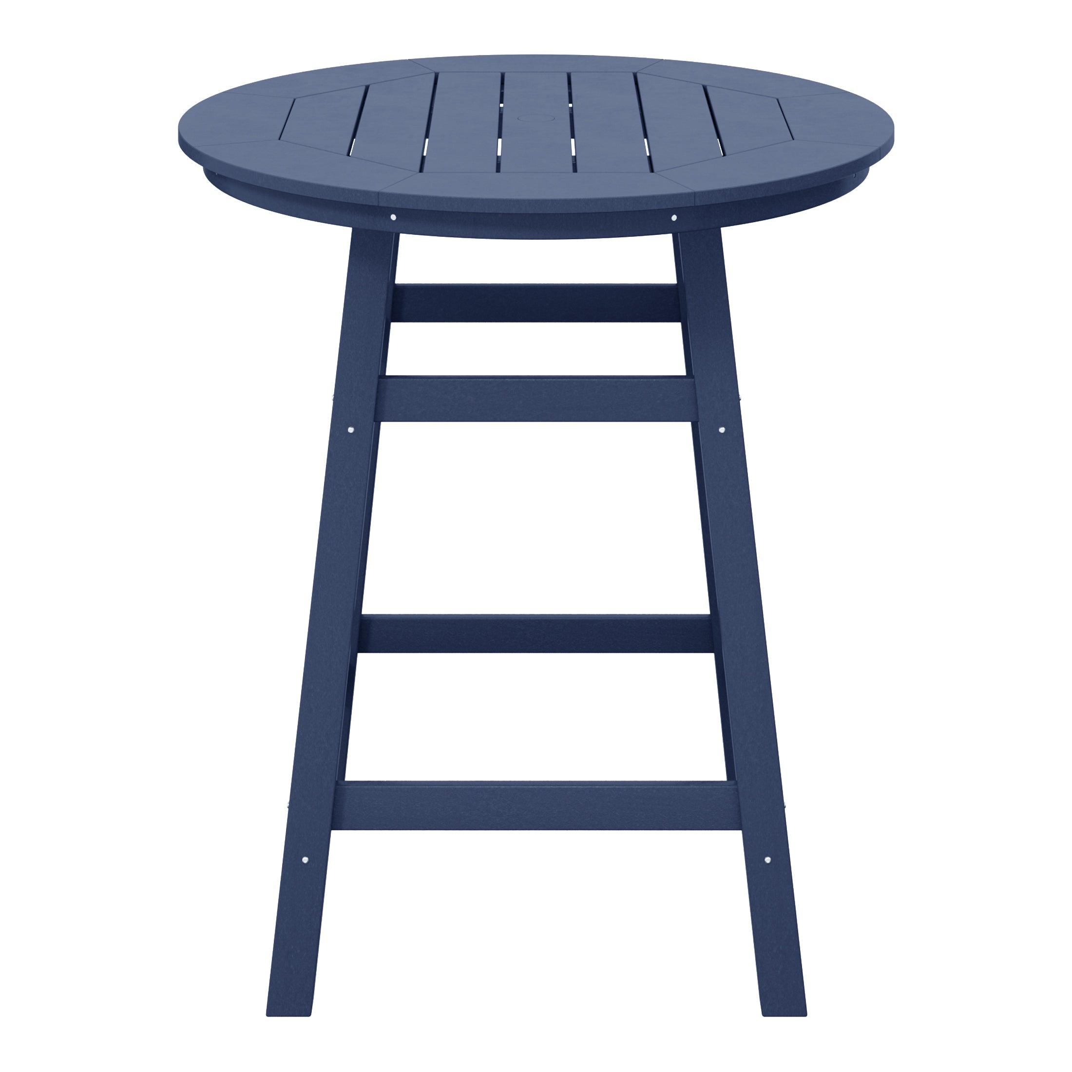 Paradise Round Outdoor Patio Counter High Bistro Bar Table With Umbrella Hole - Costaelm