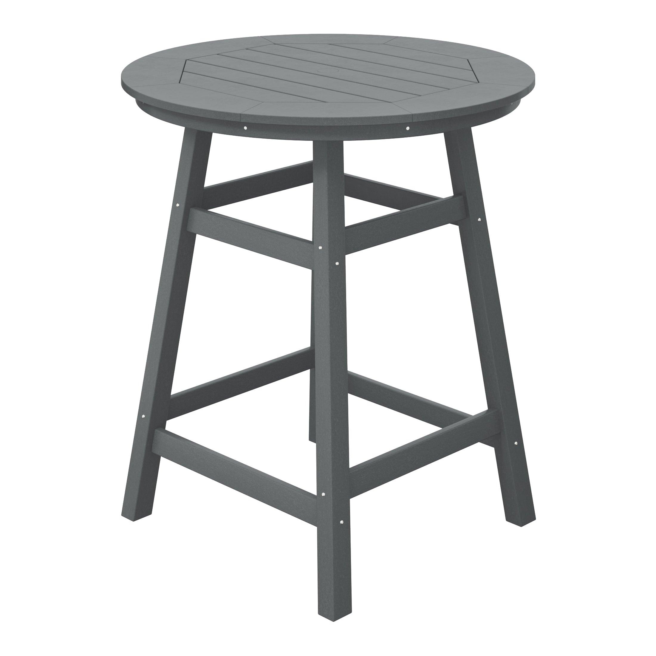 Paradise Round Outdoor Patio Counter High Bistro Bar Table With Umbrella Hole - Costaelm