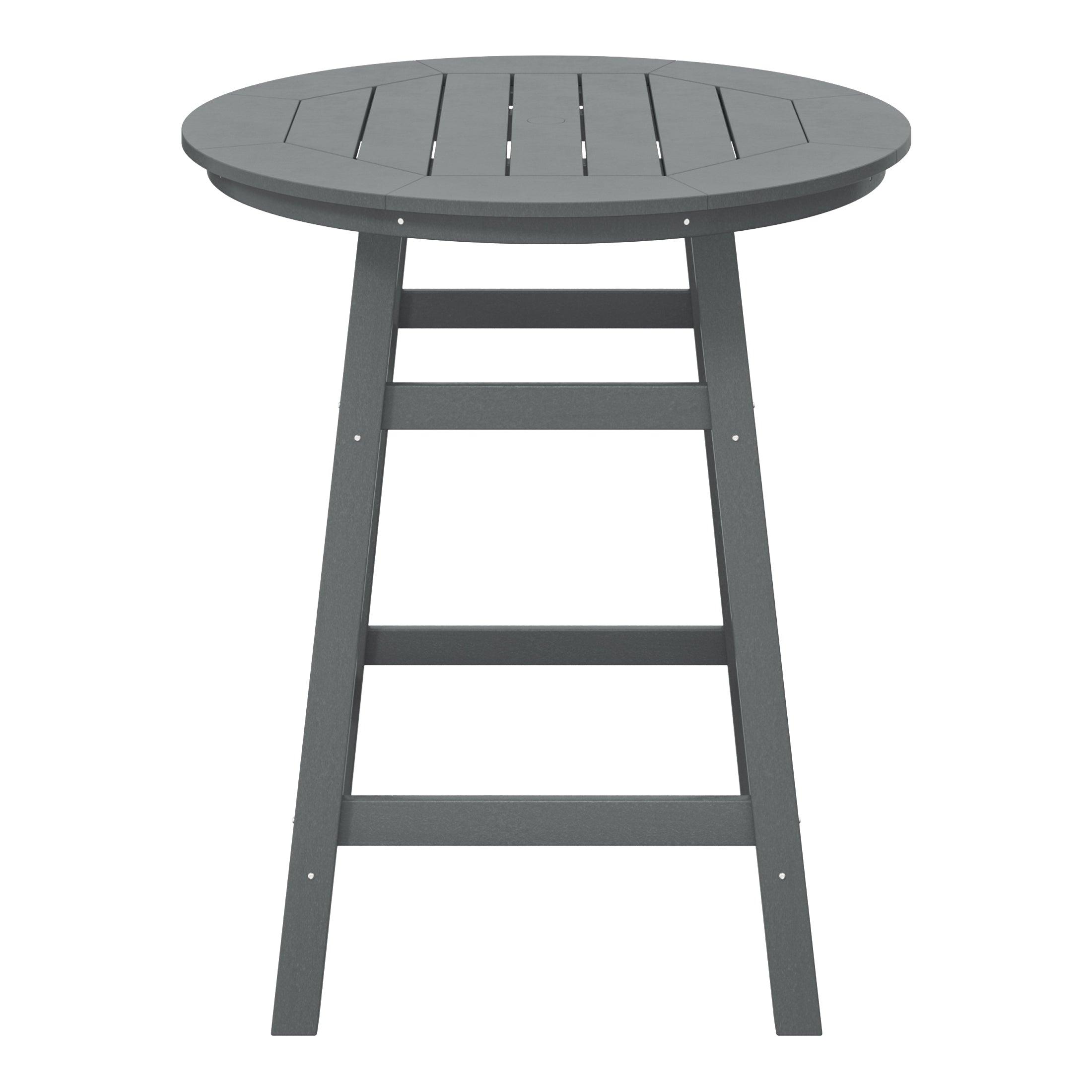 Paradise Round Outdoor Patio Counter High Bistro Bar Table With Umbrella Hole - Costaelm