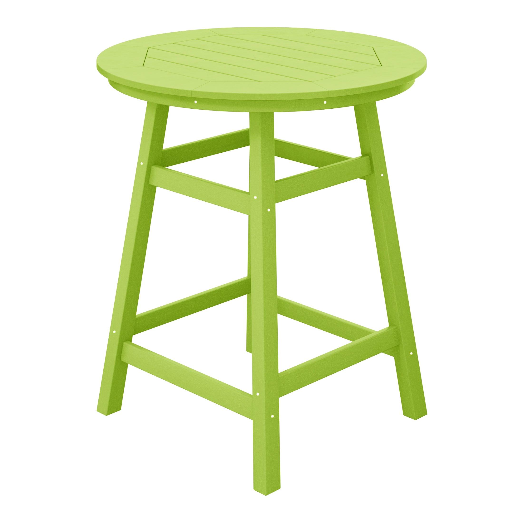 Paradise Round Outdoor Patio Counter High Bistro Bar Table With Umbrella Hole - Costaelm