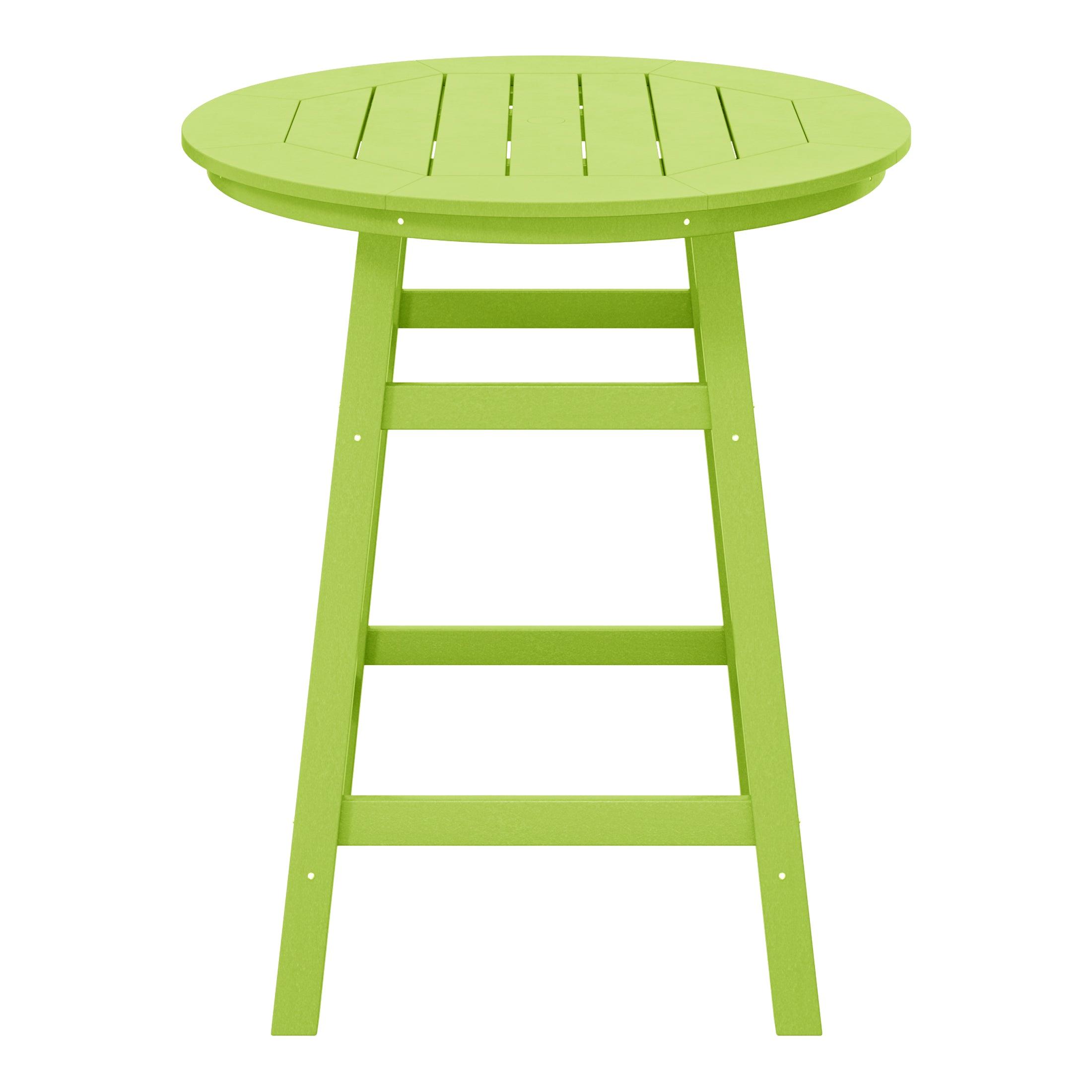 Paradise Round Outdoor Patio Counter High Bistro Bar Table With Umbrella Hole - Costaelm