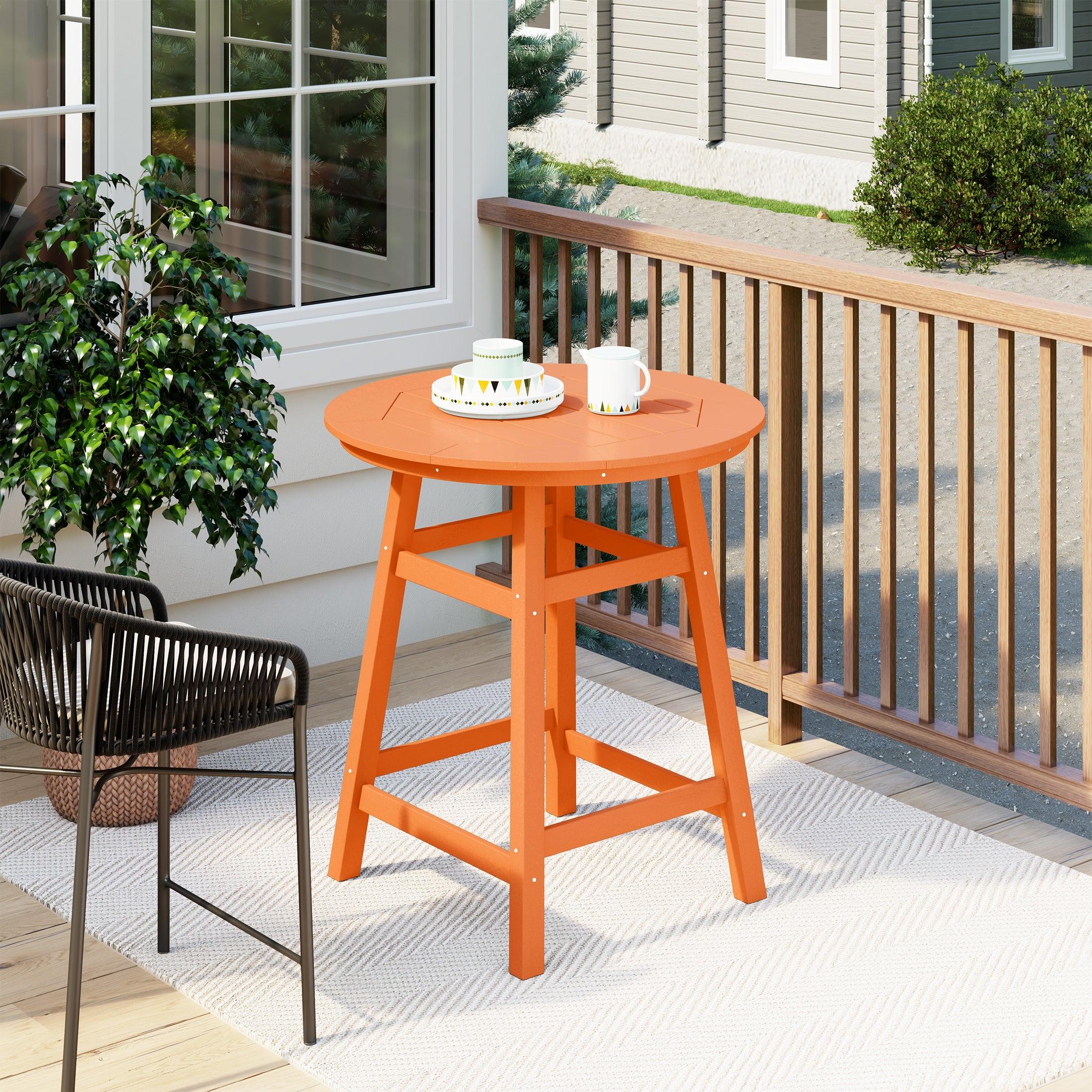 Paradise Round Outdoor Patio Counter High Bistro Bar Table With Umbrella Hole - Costaelm