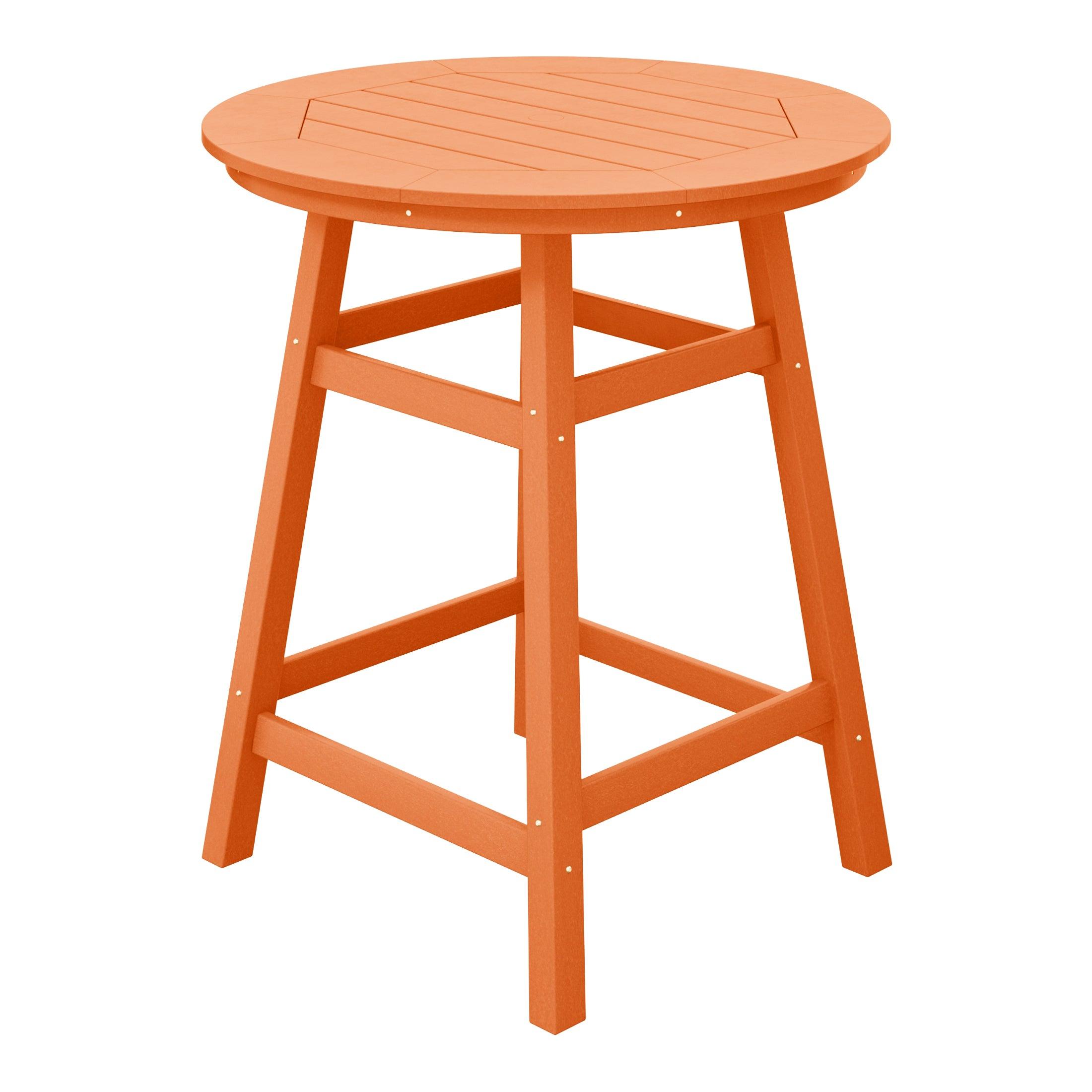 Paradise Round Outdoor Patio Counter High Bistro Bar Table With Umbrella Hole - Costaelm
