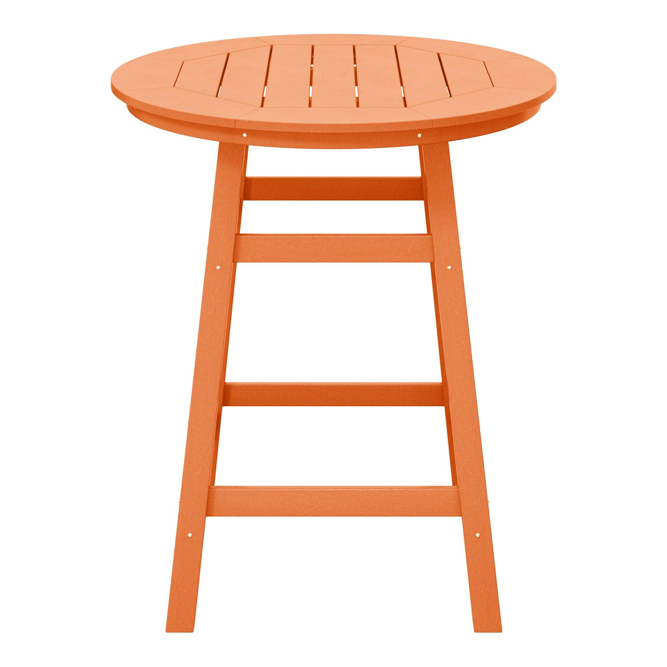 Paradise Round Outdoor Patio Counter High Bistro Bar Table With Umbrella Hole - Costaelm