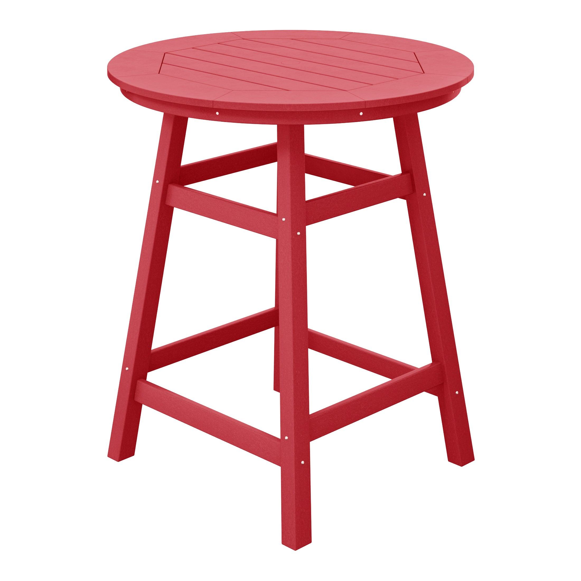 Paradise Round Outdoor Patio Counter High Bistro Bar Table With Umbrella Hole - Costaelm