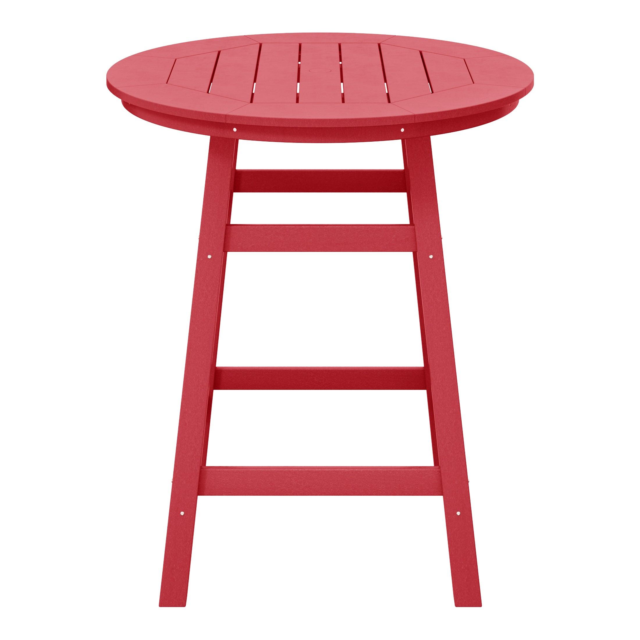 Paradise Round Outdoor Patio Counter High Bistro Bar Table With Umbrella Hole - Costaelm