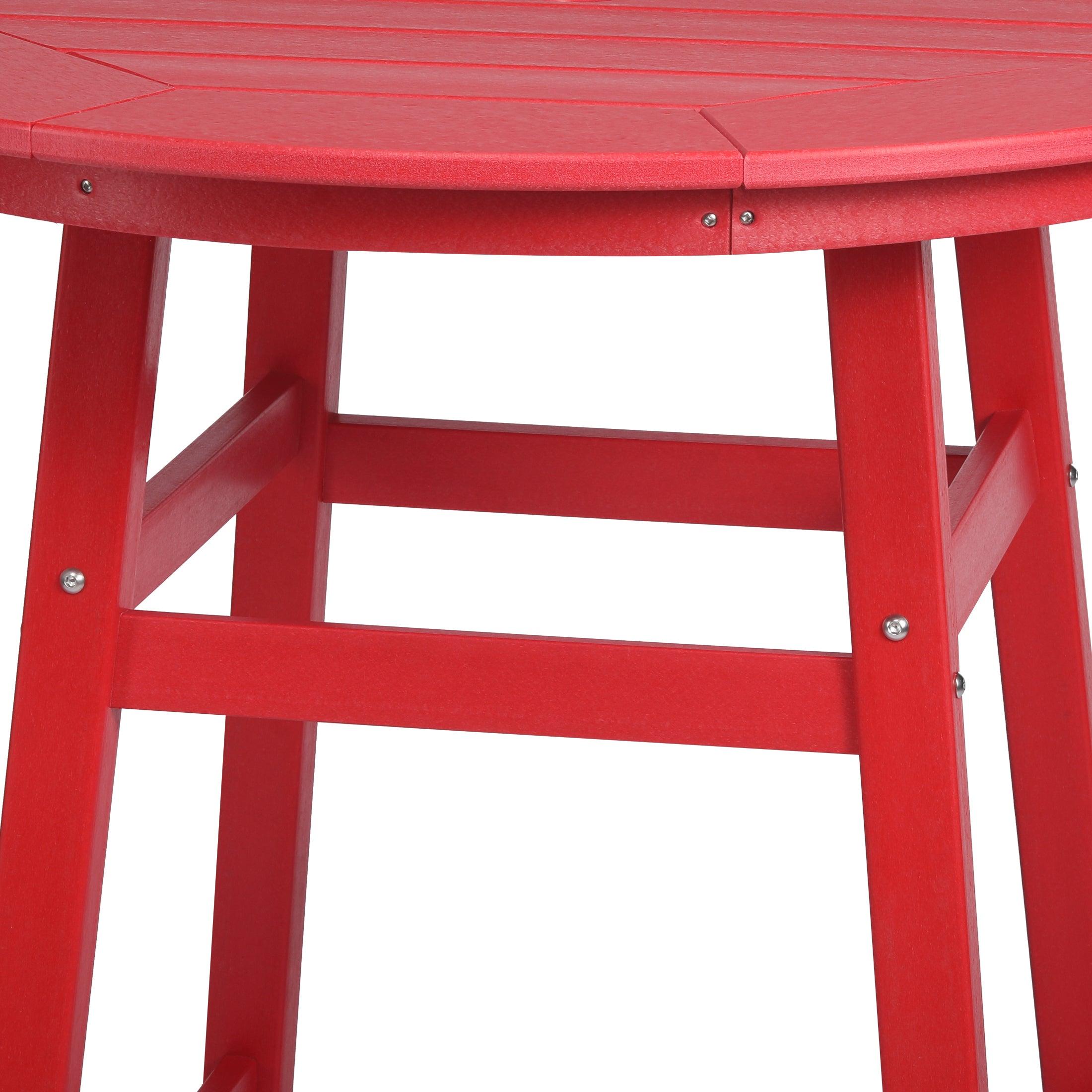 Paradise Round Outdoor Patio Counter High Bistro Bar Table With Umbrella Hole - Costaelm