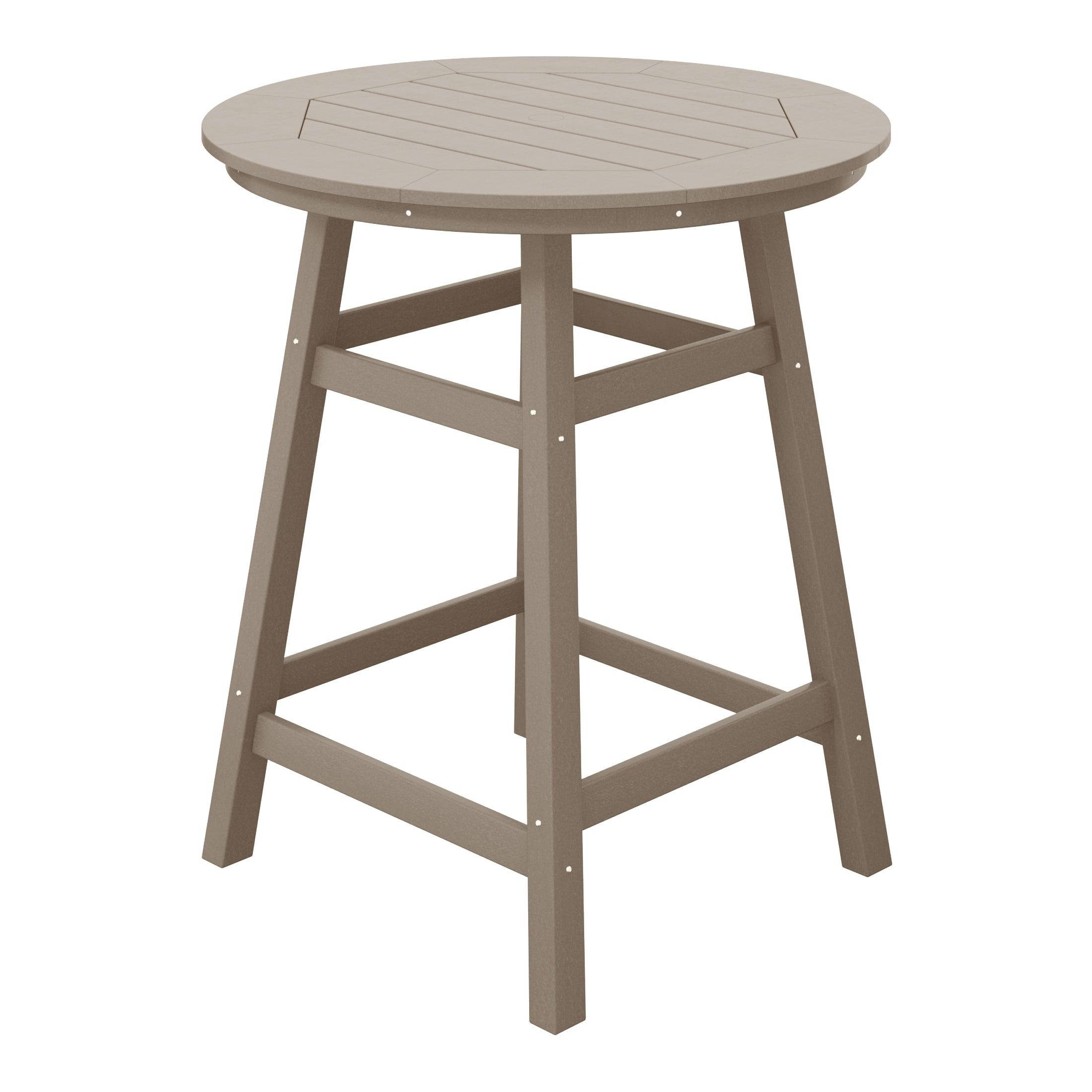 Paradise Round Outdoor Patio Counter High Bistro Bar Table With Umbrella Hole - Costaelm