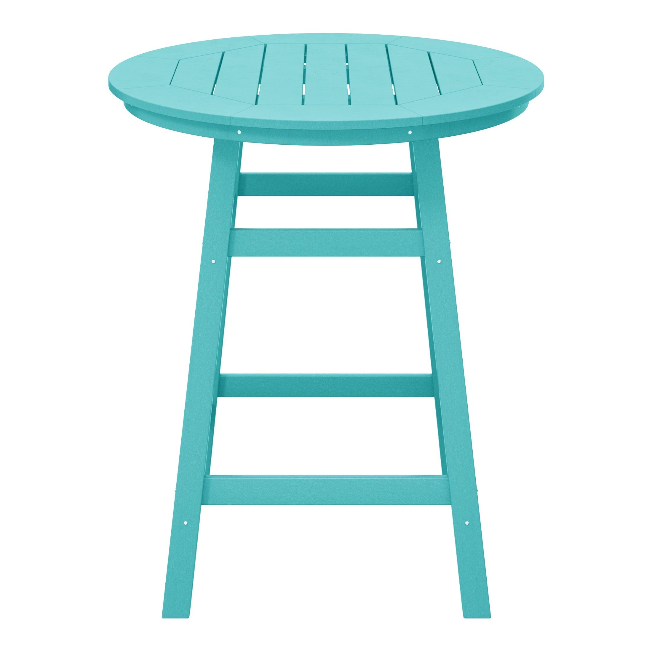 Paradise Round Outdoor Patio Counter High Bistro Bar Table With Umbrella Hole - Costaelm