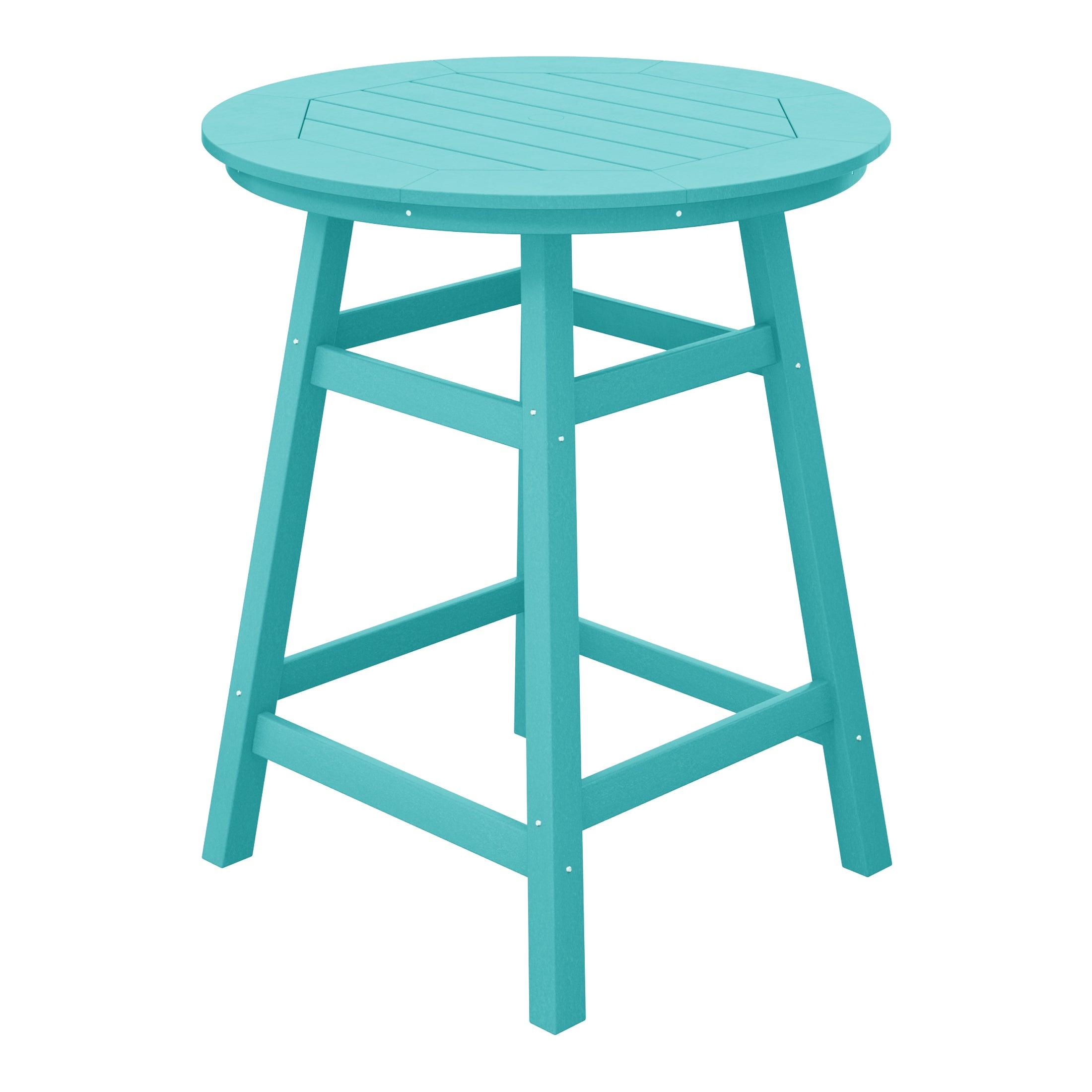 Paradise Round Outdoor Patio Counter High Bistro Bar Table With Umbrella Hole - Costaelm