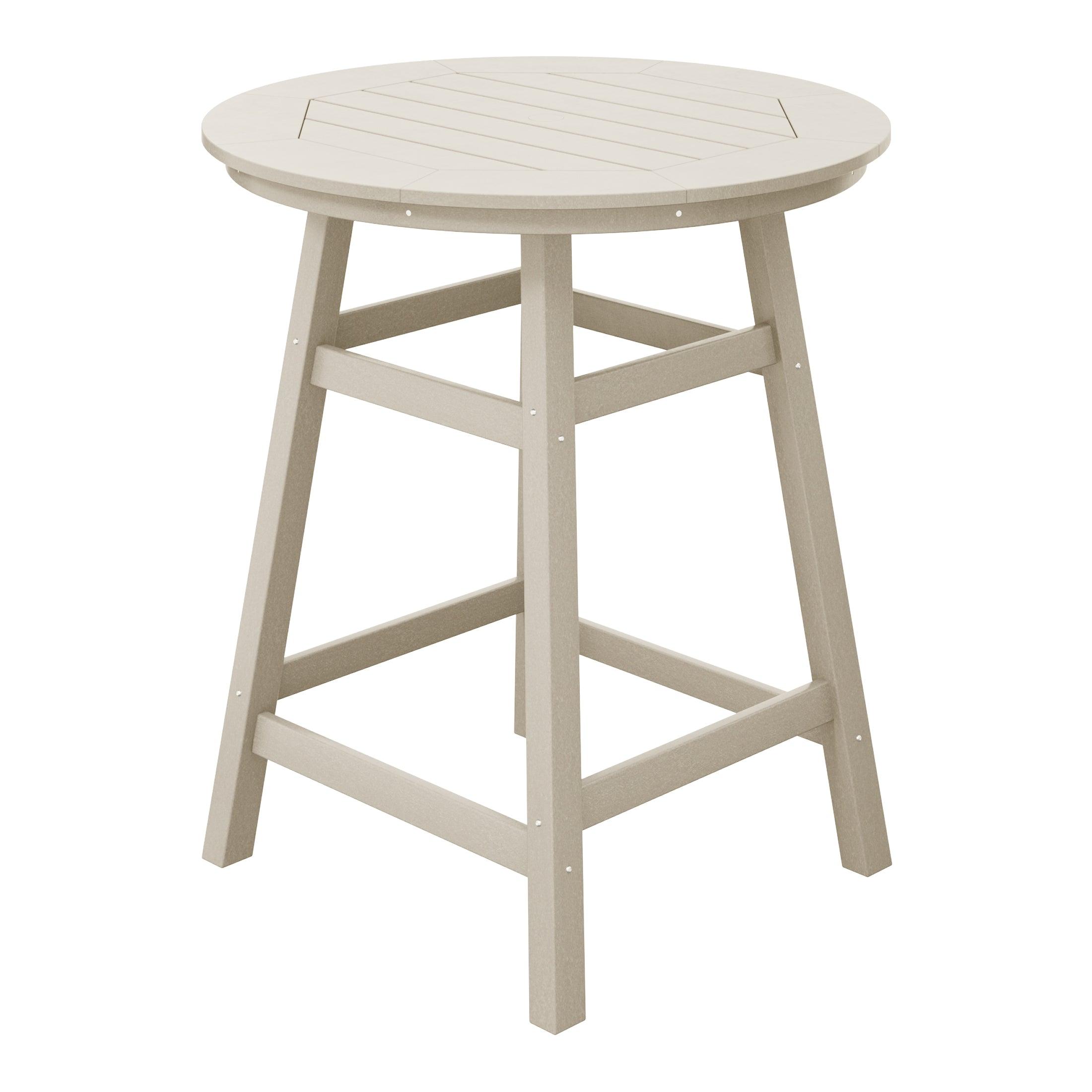 Paradise Round Outdoor Patio Counter High Bistro Bar Table With Umbrella Hole - Costaelm