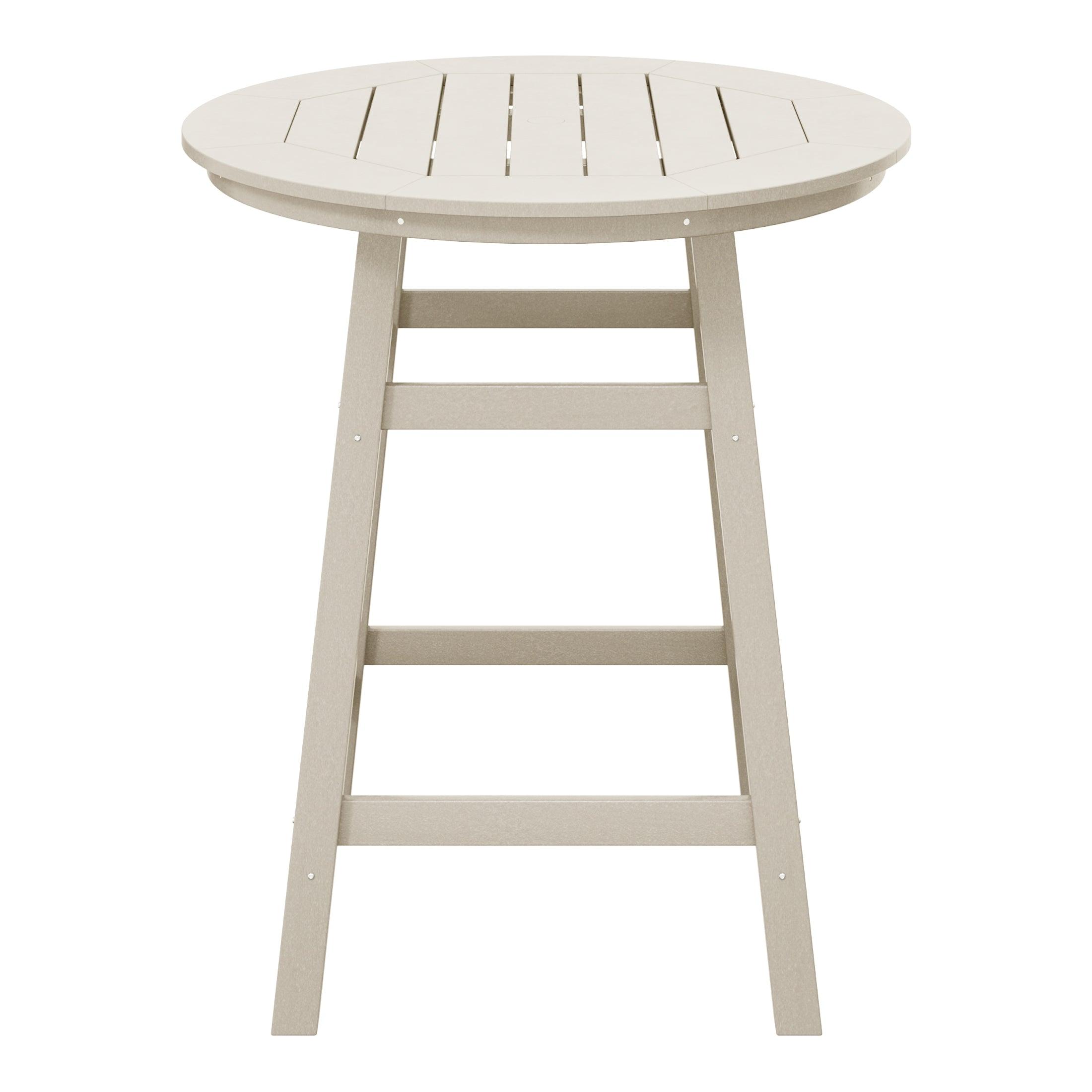 Paradise Round Outdoor Patio Counter High Bistro Bar Table With Umbrella Hole - Costaelm