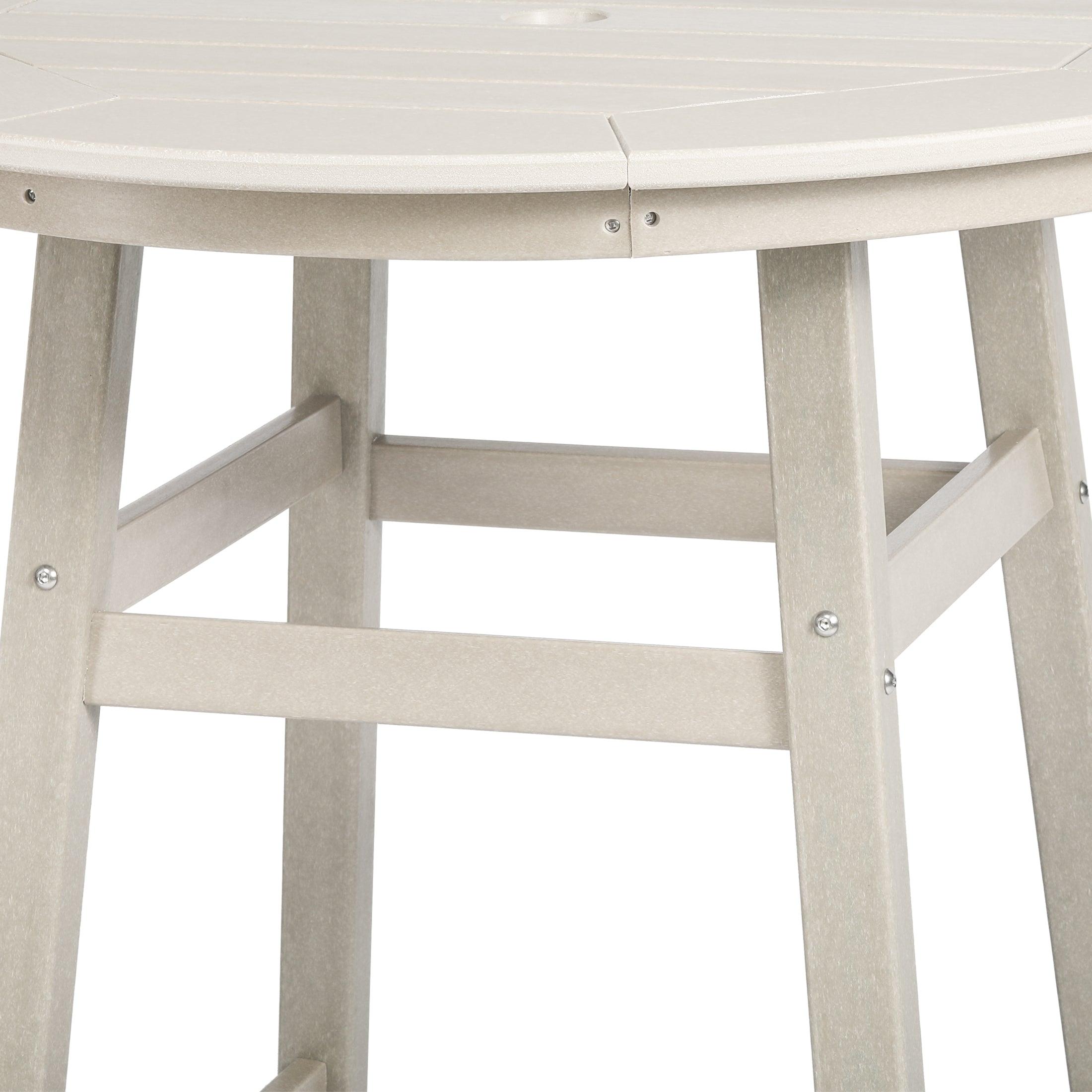 Paradise Round Outdoor Patio Counter High Bistro Bar Table With Umbrella Hole - Costaelm