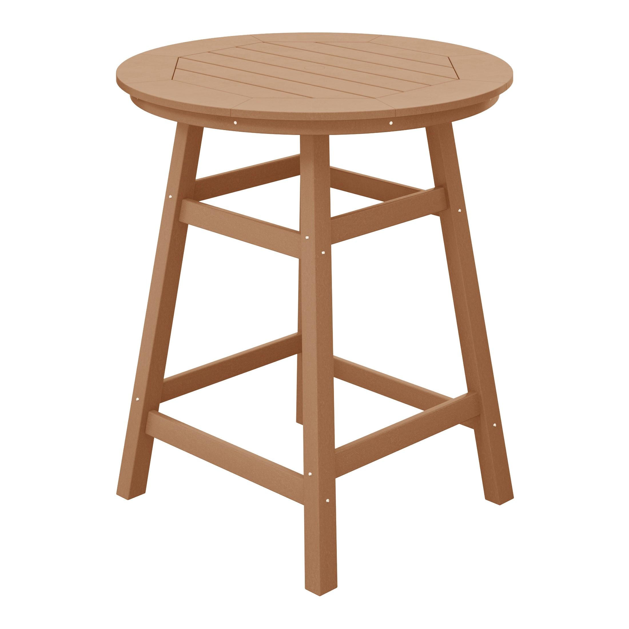 Paradise Round Outdoor Patio Counter High Bistro Bar Table With Umbrella Hole - Costaelm