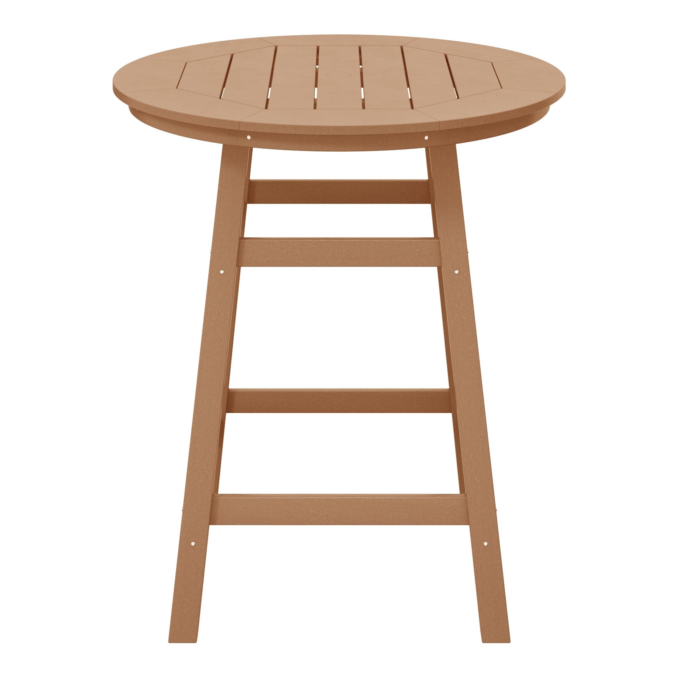 Paradise Round Outdoor Patio Counter High Bistro Bar Table With Umbrella Hole - Costaelm