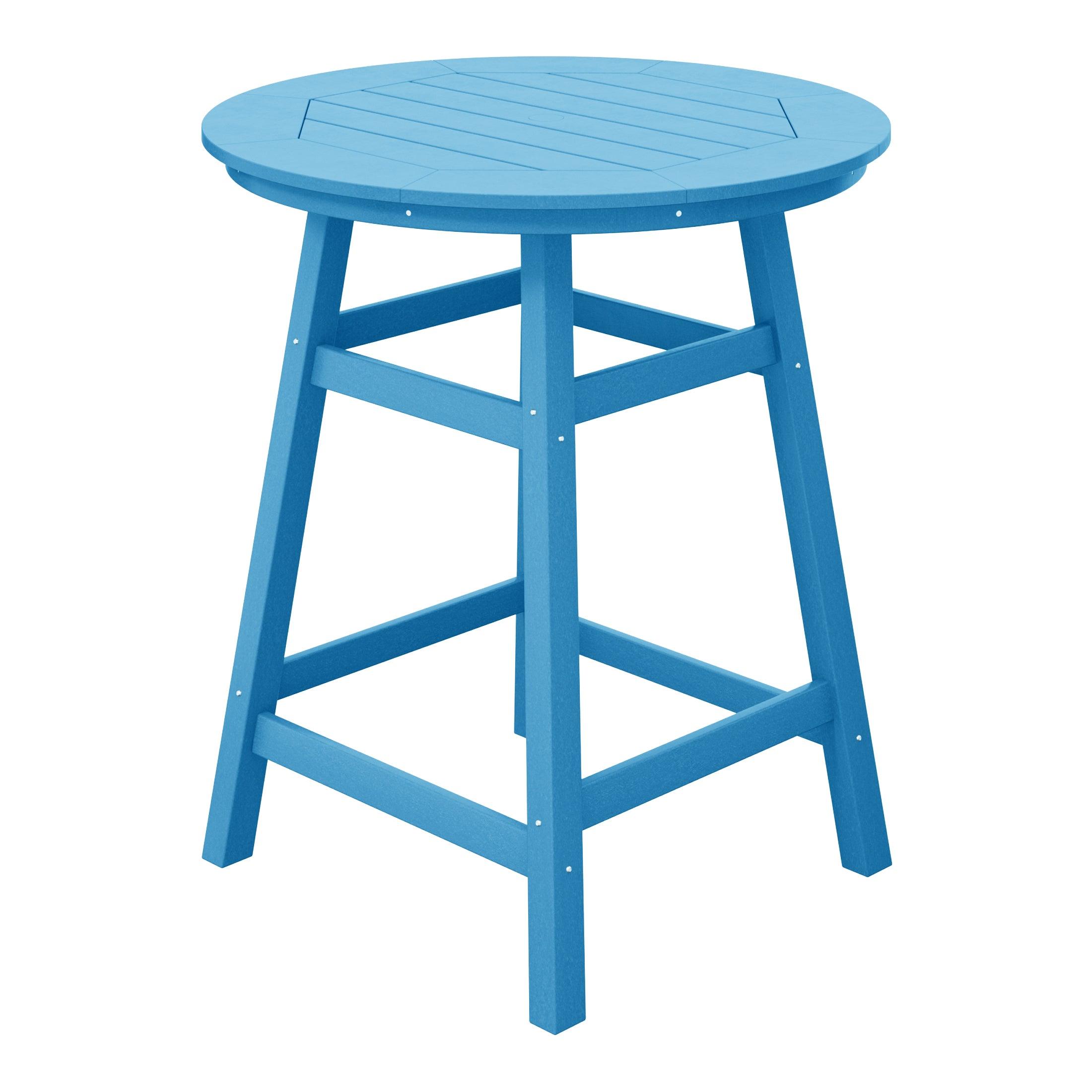 Paradise Round Outdoor Patio Counter High Bistro Bar Table With Umbrella Hole - Costaelm