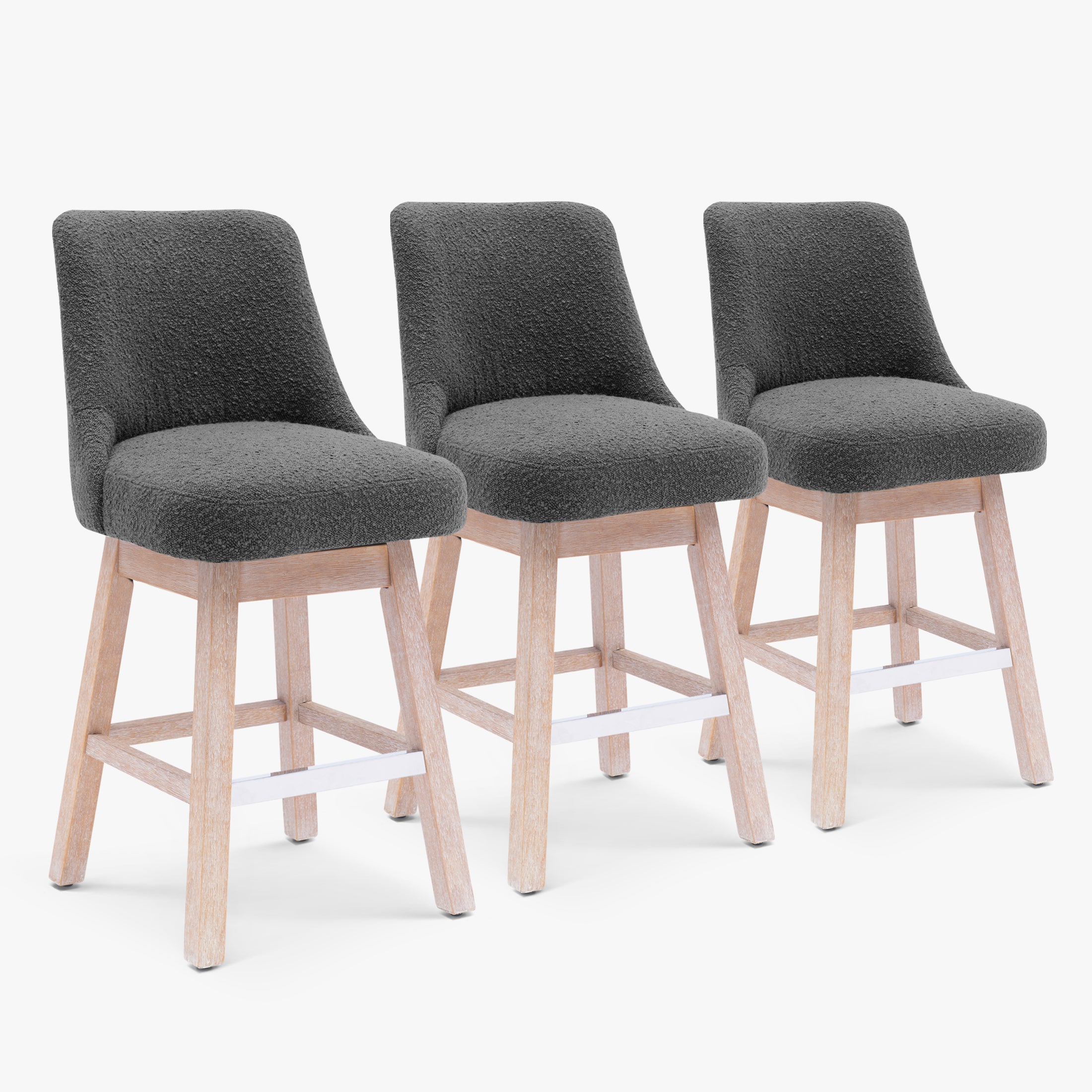 Amélie 26" Upholstered Swivel Counter Height Bar Stools (Set of 3)