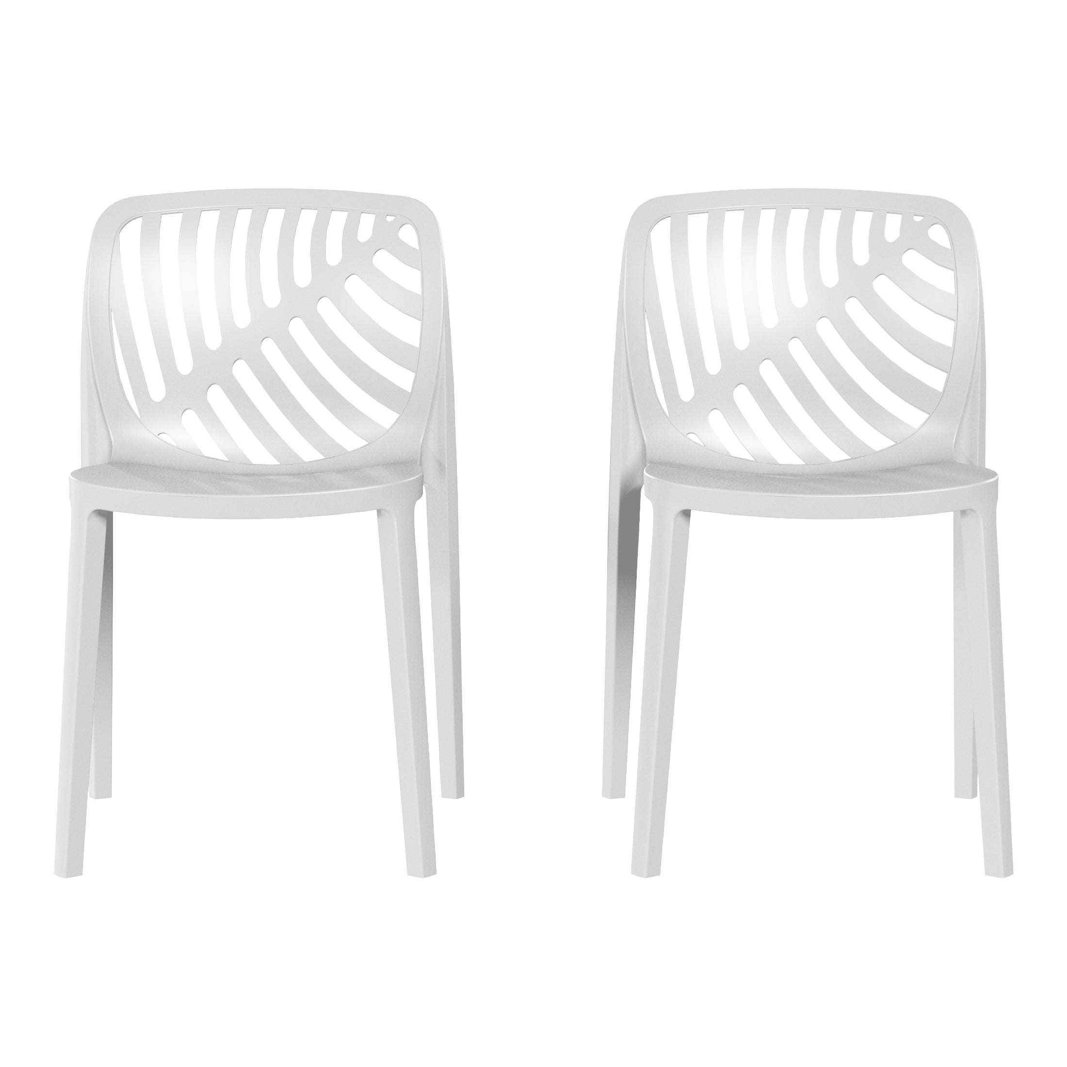 Sunshine Outdoor Modern Stackable Polypropylene Plastic Patio Bistro Dining Side Chairs (Set of 2)