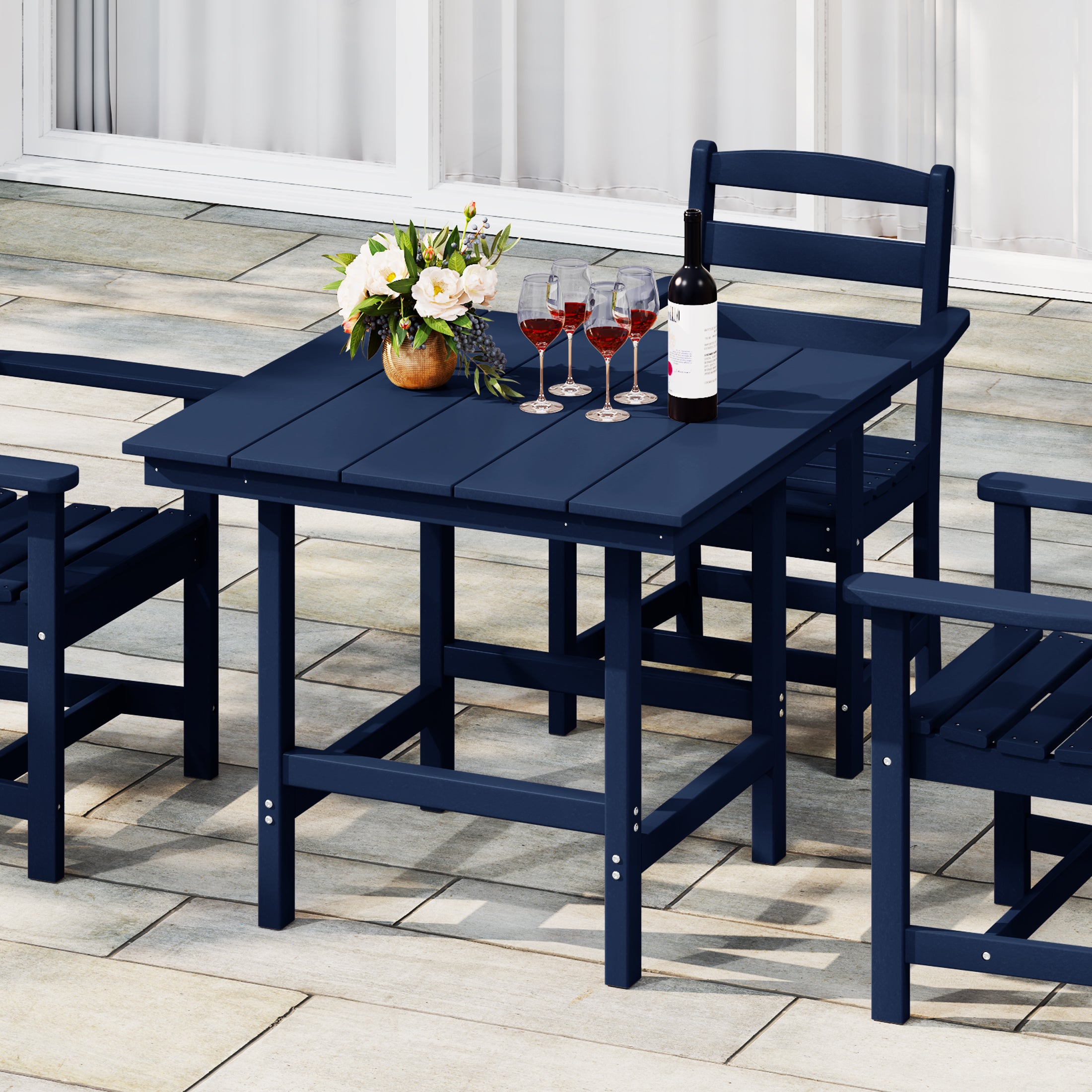 Palms Outdoor HDPE 36" Square Patio Dining Table with Umbrella Hole