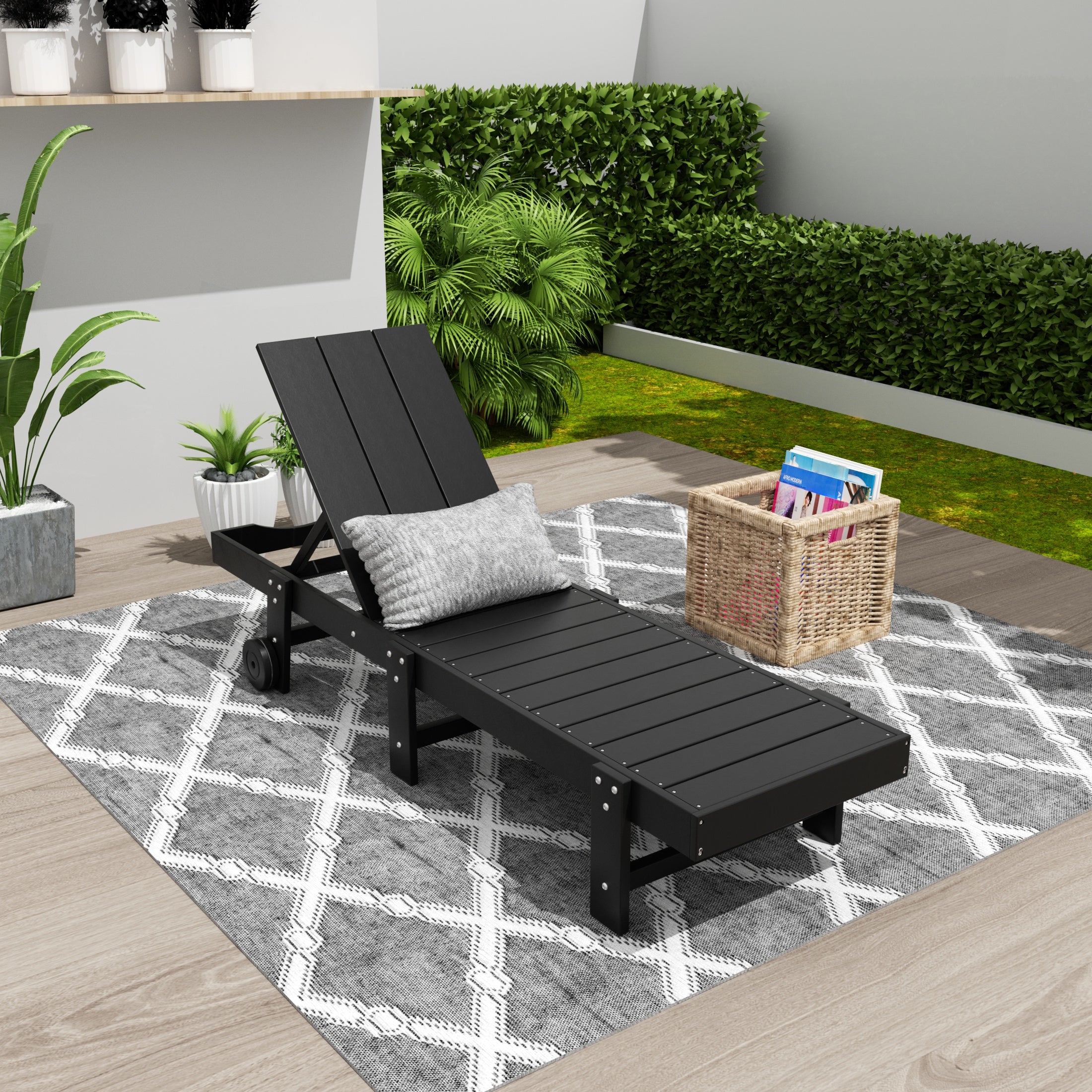 Palms Modern Poly Reclining Chaise Lounge With Wheels