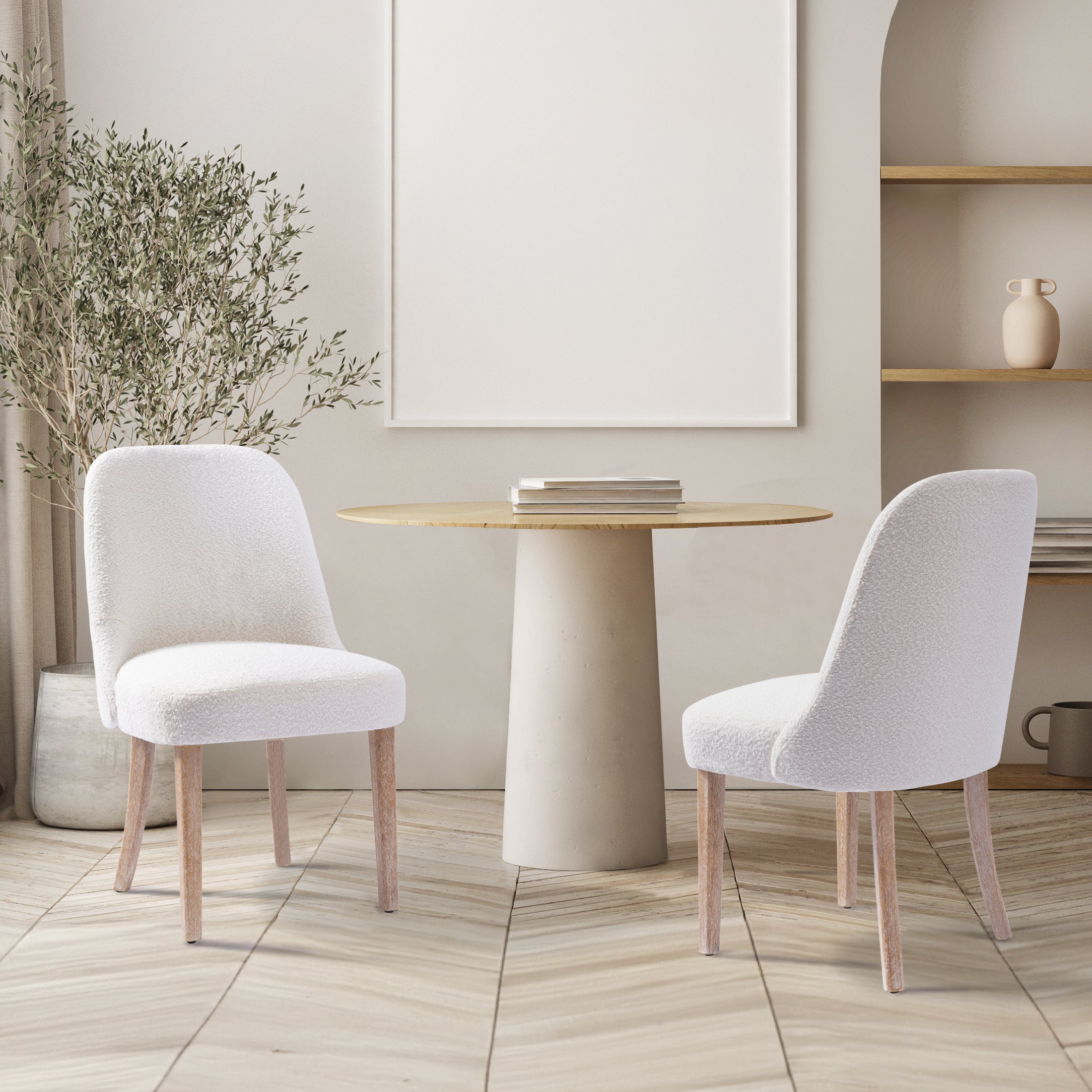 Amélie Mid-Century Modern Upholstered Boucle Dining Chair