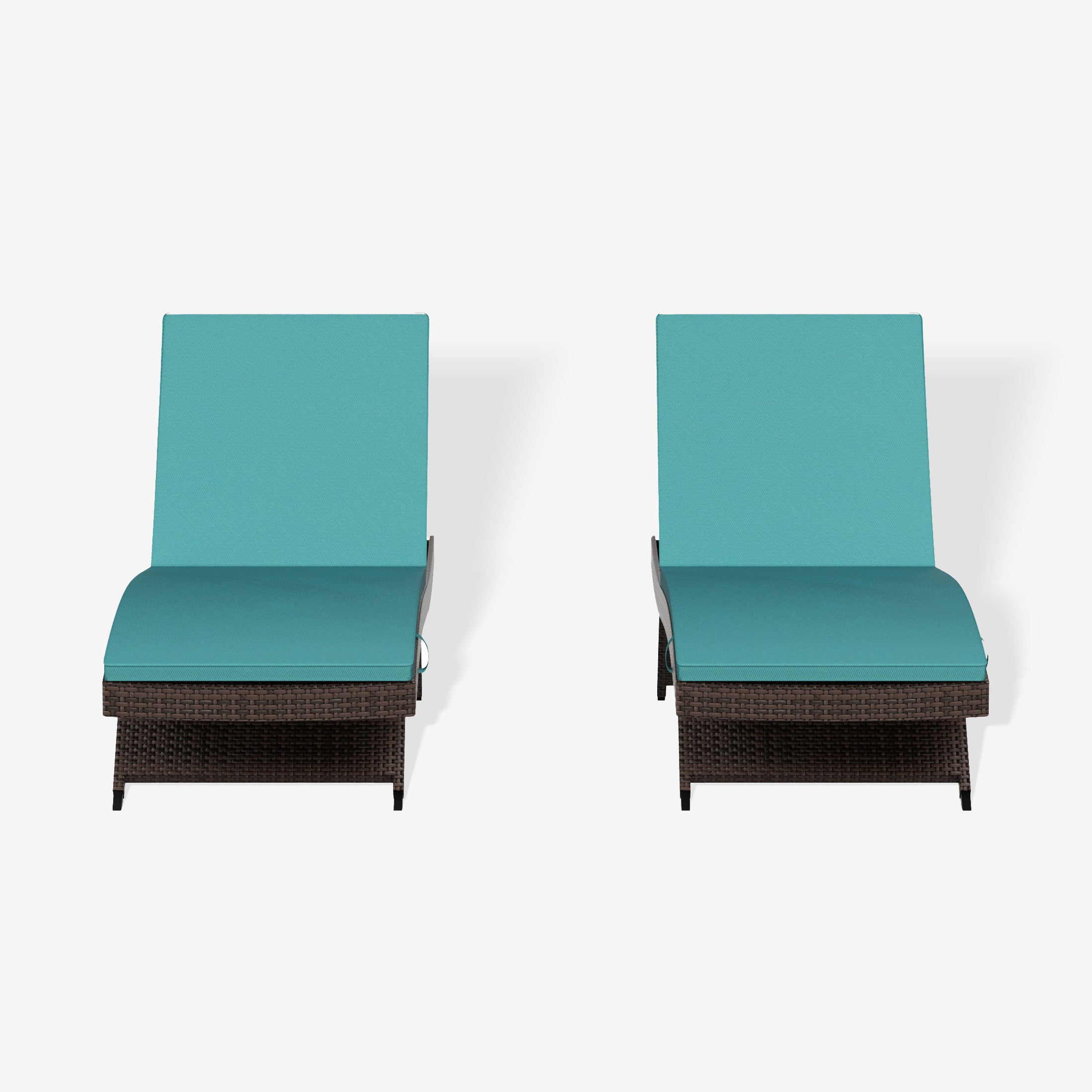 Bahama Brown Rattan Wicker Outdoor Patio Chaise Lounge with Cushion (Set of 2)