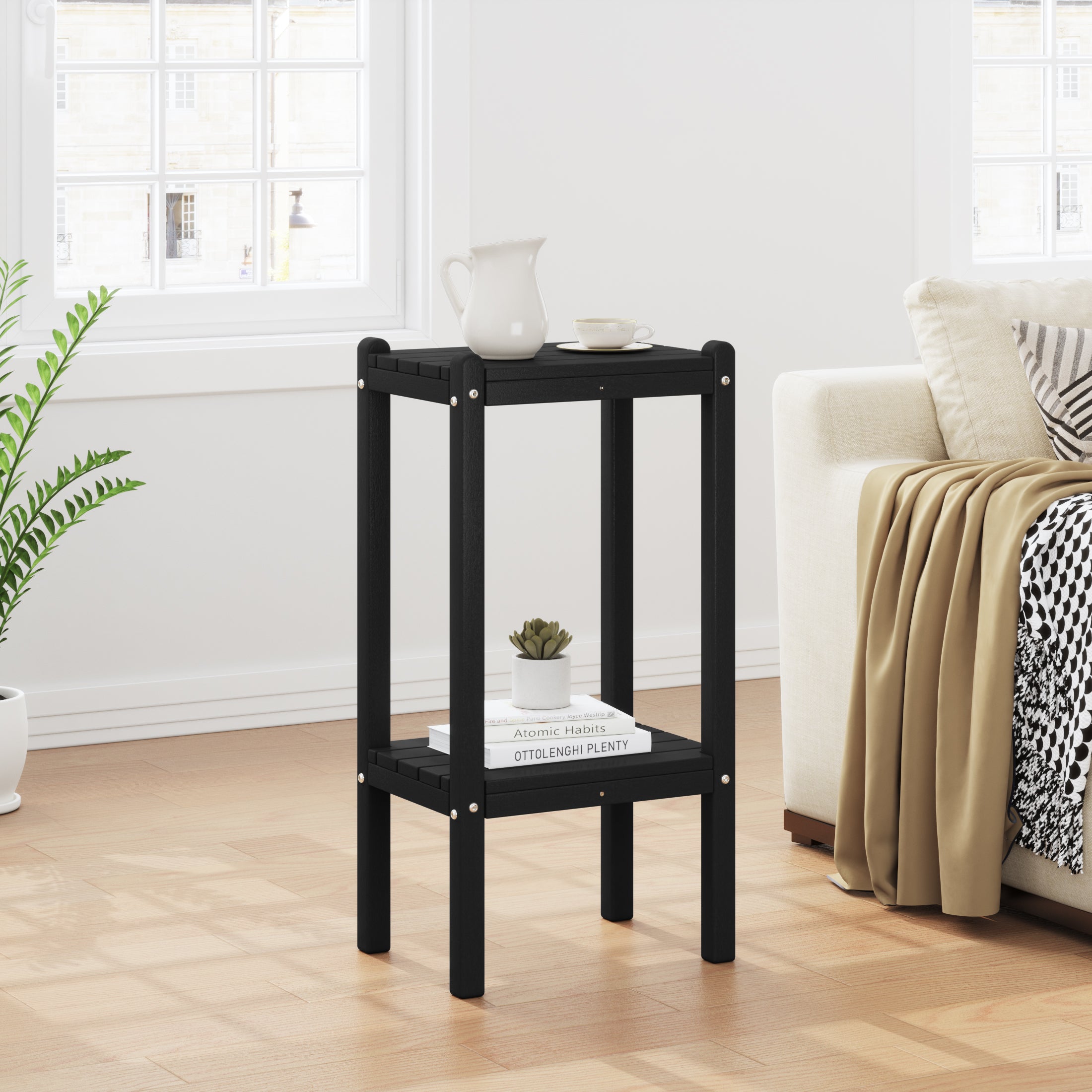 Paradise 36" Outdoor Adirondack HDPE 2-Tier Patio Side Table