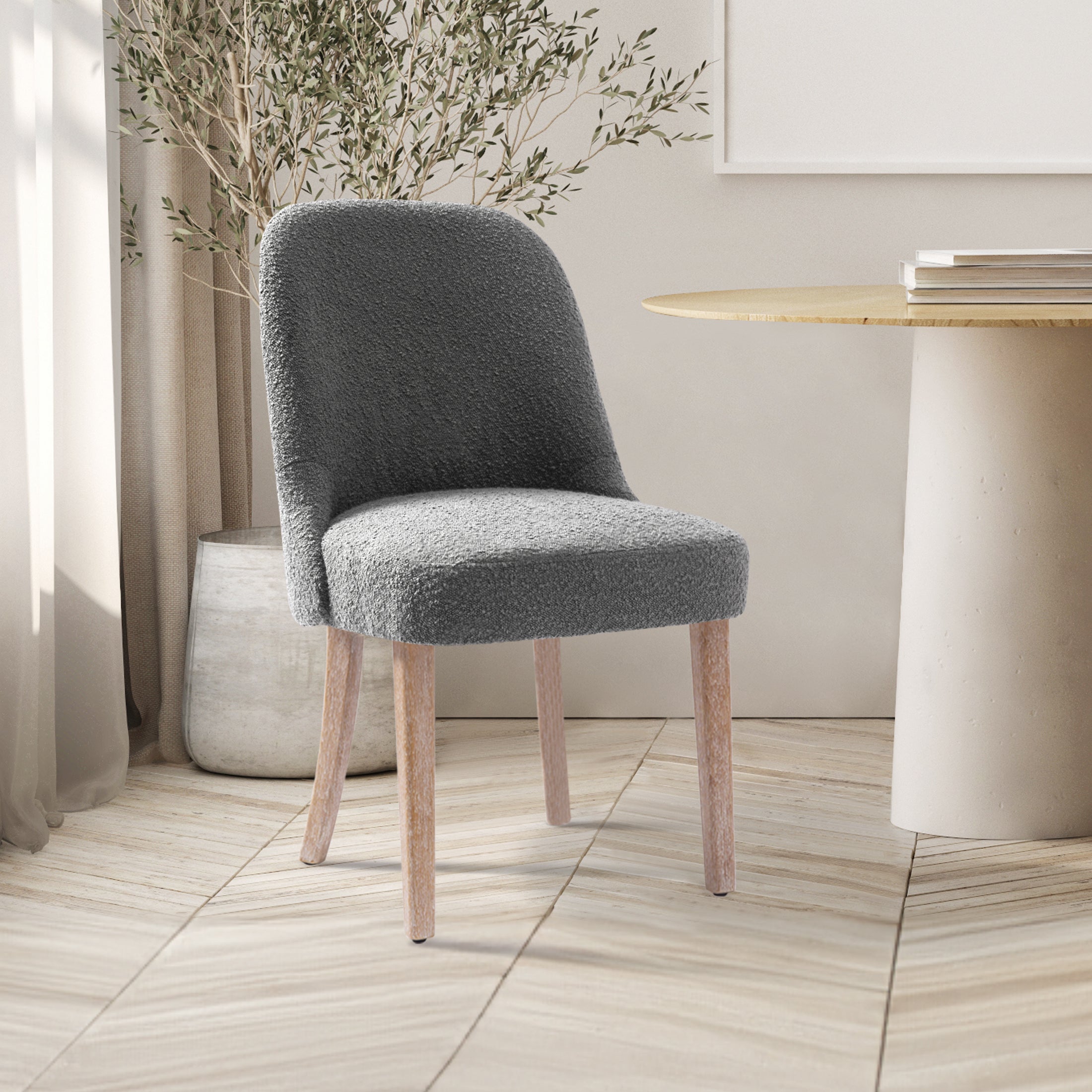 Amélie Mid-Century Modern Upholstered Boucle Dining Chair