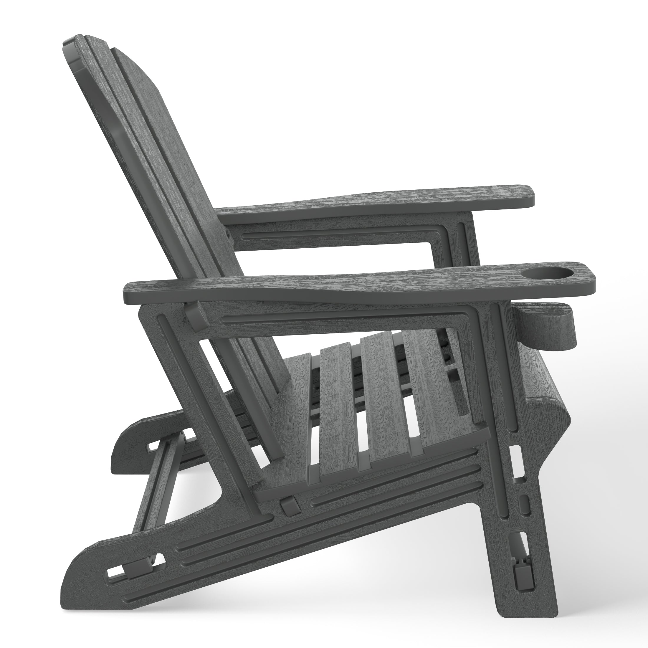 Cayman Tool-Free Assembly Outdoor Patio HDPE Plastic Adirondack Chair with Cup Holder