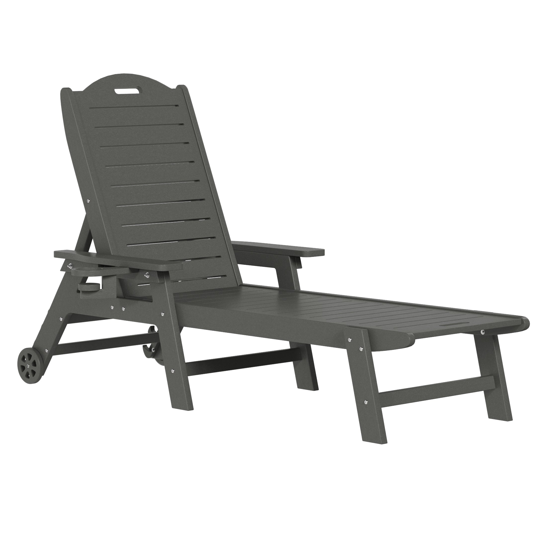 Lago 3-Piece Outdoor Patio Chaise Lounge Chair with Wheels & Cup Holder with Patio Side Table