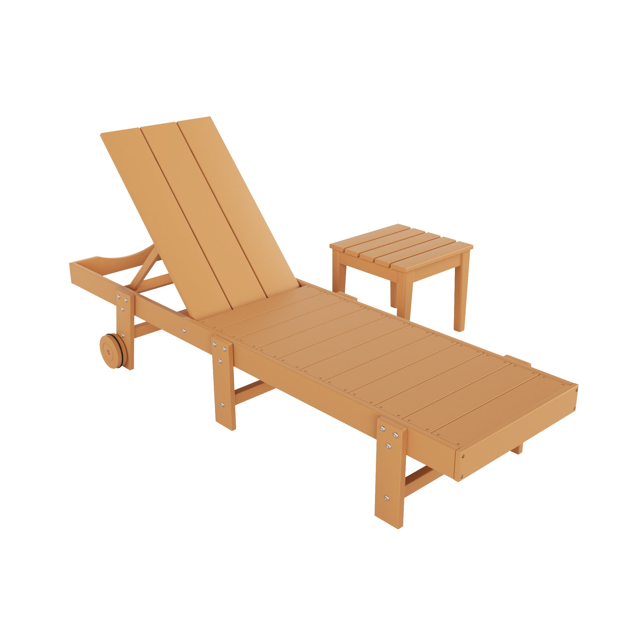 Palms 2 Piece Modern Poly Reclining Chaise Lounge With Wheels