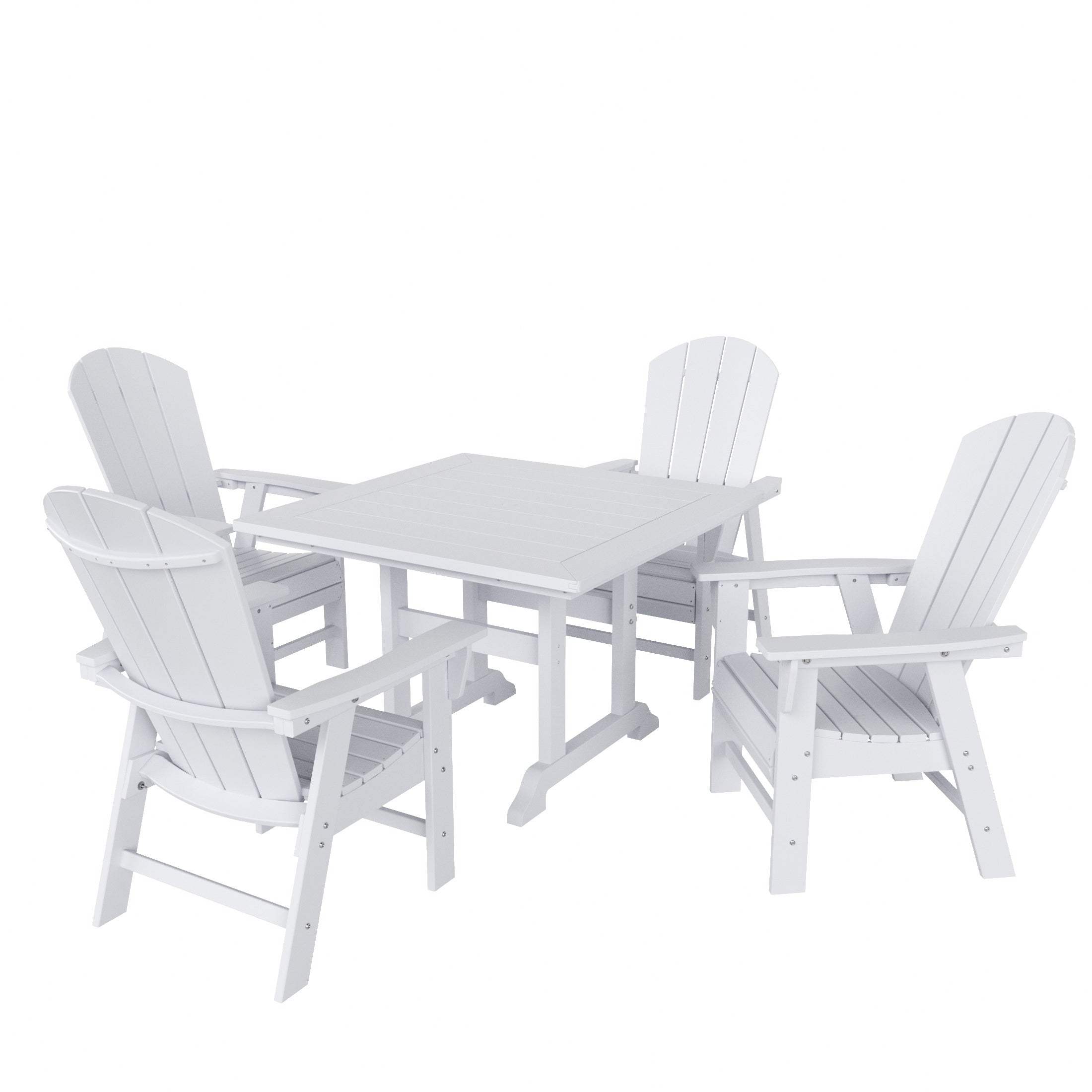 Paradise 5 Piece Outdoor Patio Dining Square Table and Curved Back Armchair Set