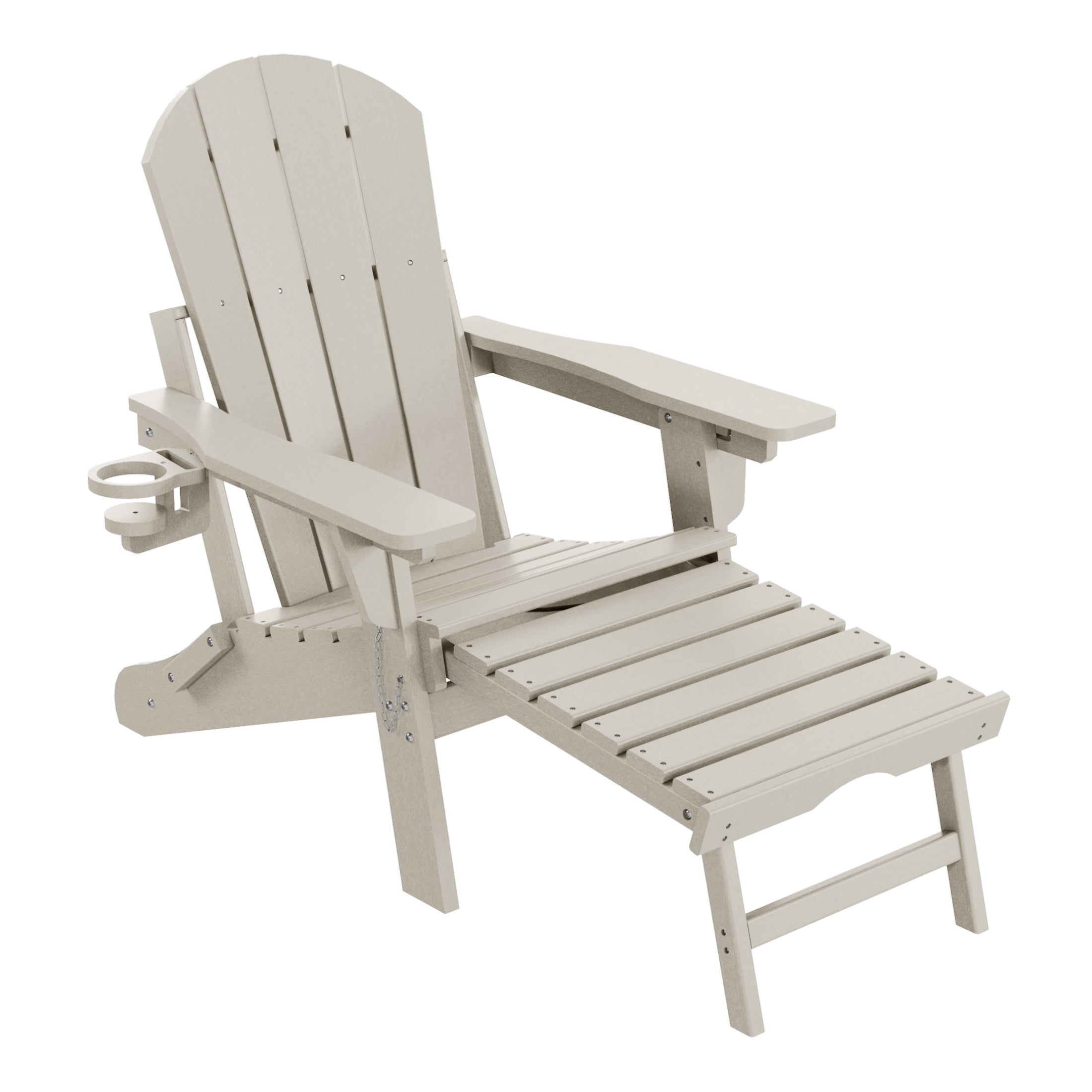 Paradise Folding Adjustable Adirondack Chair with Retractable Ottoman and Cup Holder (Set of 2)