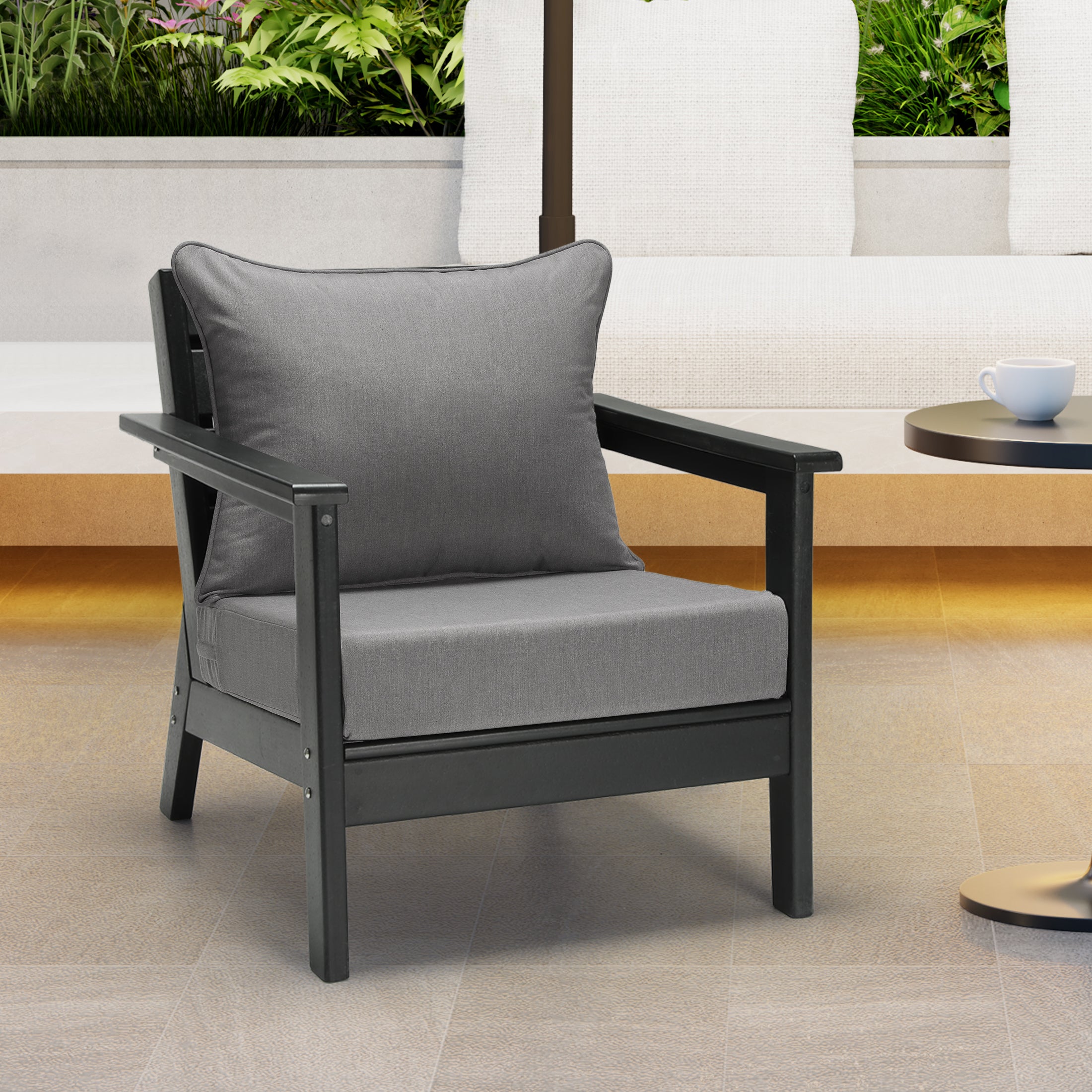 Harmony Water Repellent Outdoor 2-Piece Deep Set Patio Seat Back Chair Cushions, 25" x 25"