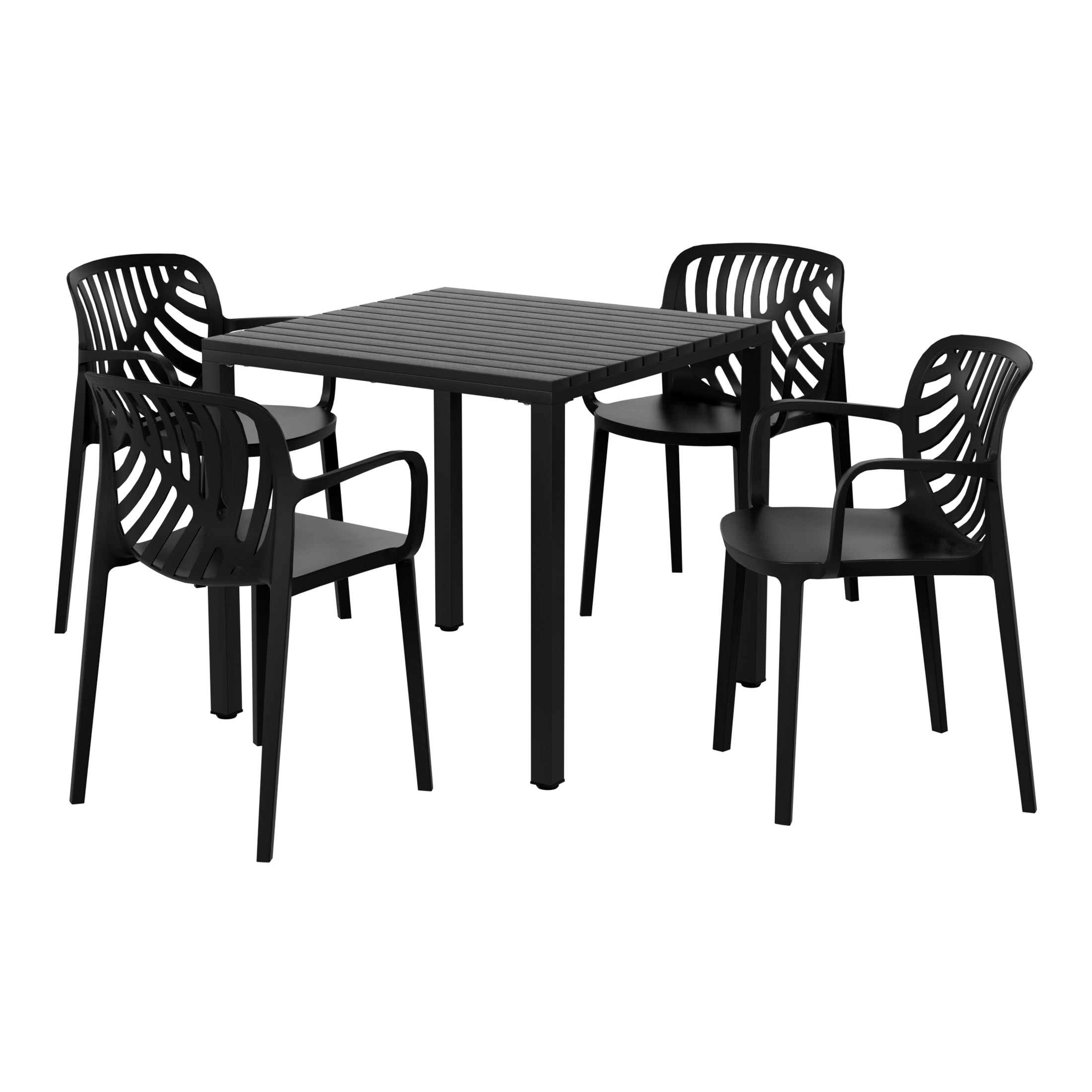 Sunshine 5-Piece Outdoor Square Dining Table Patio Set with Stackable Patio Dining Chairs