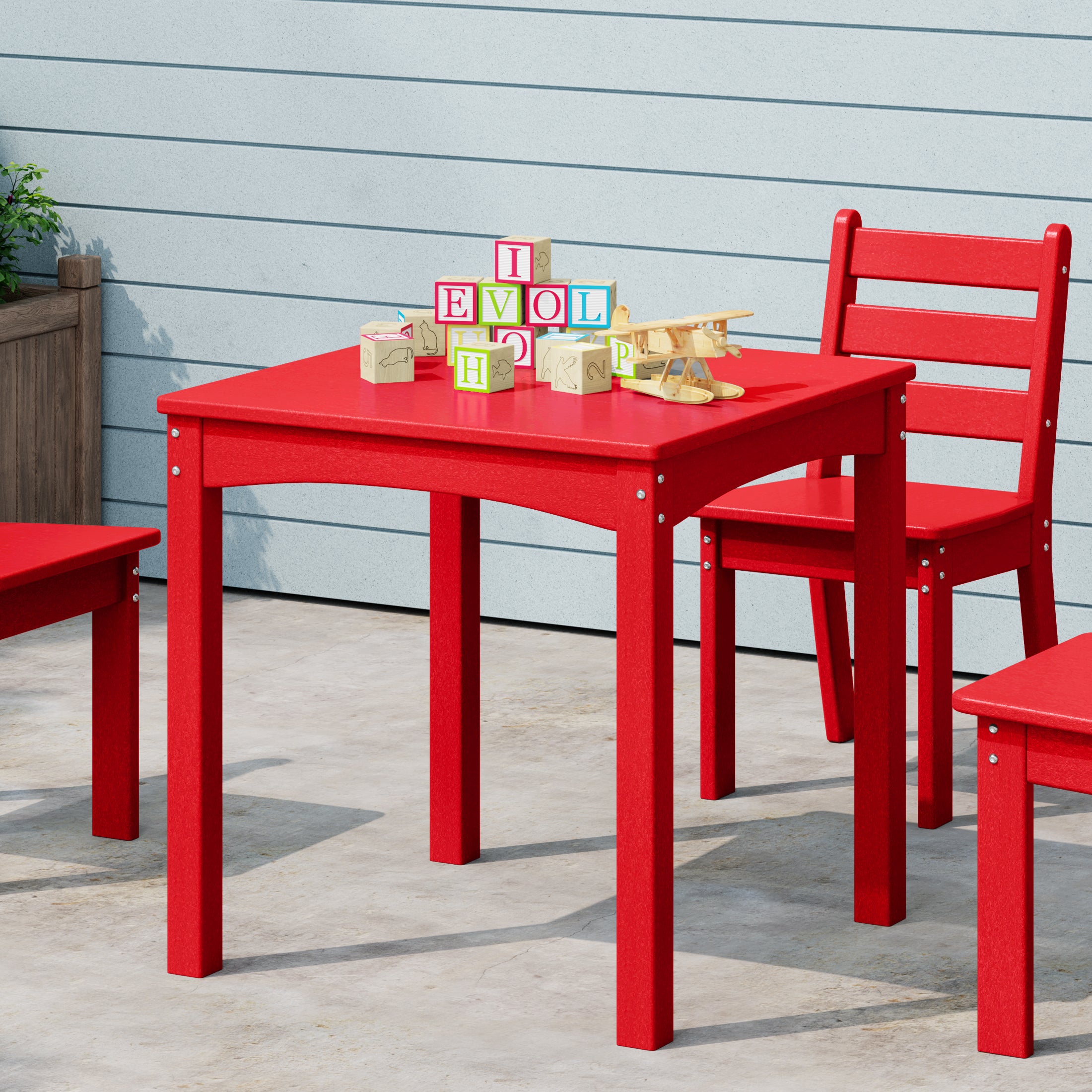 Playhouse Kids 24" Wide HDPE Plastic Childrens Square Dinner Table