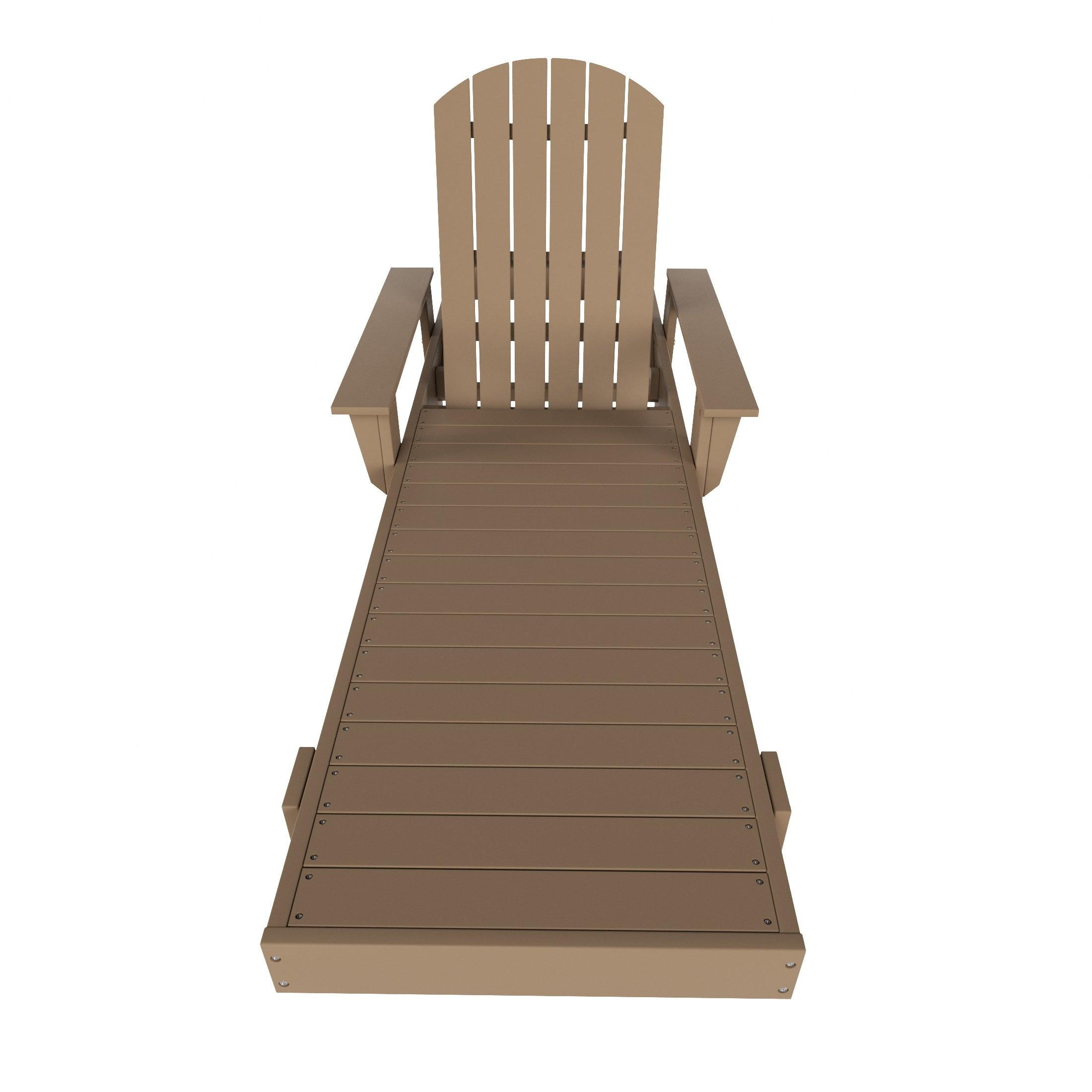 Portside 2-Piece Outdoor Wheeled Classic Poly Adirondack Chaise Lounge with Arms and Round Side Table Set - Costaelm