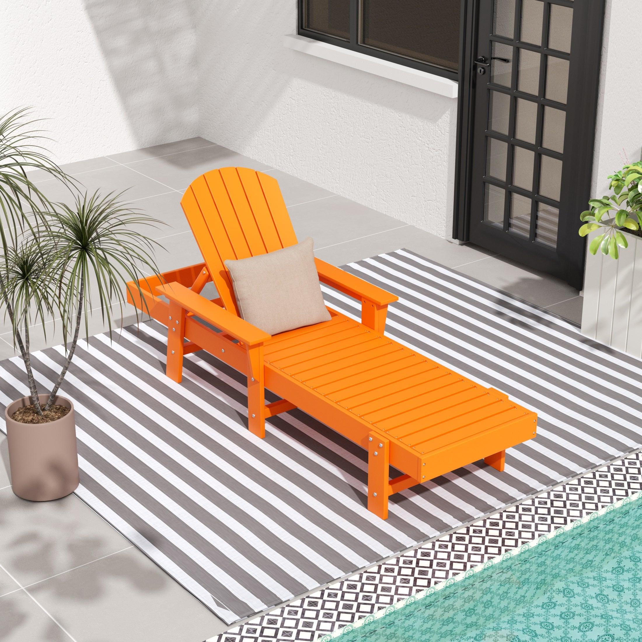 Portside Outdoor Wheeled Classic Poly Adirondack Chaise Lounge with Arms - Costaelm