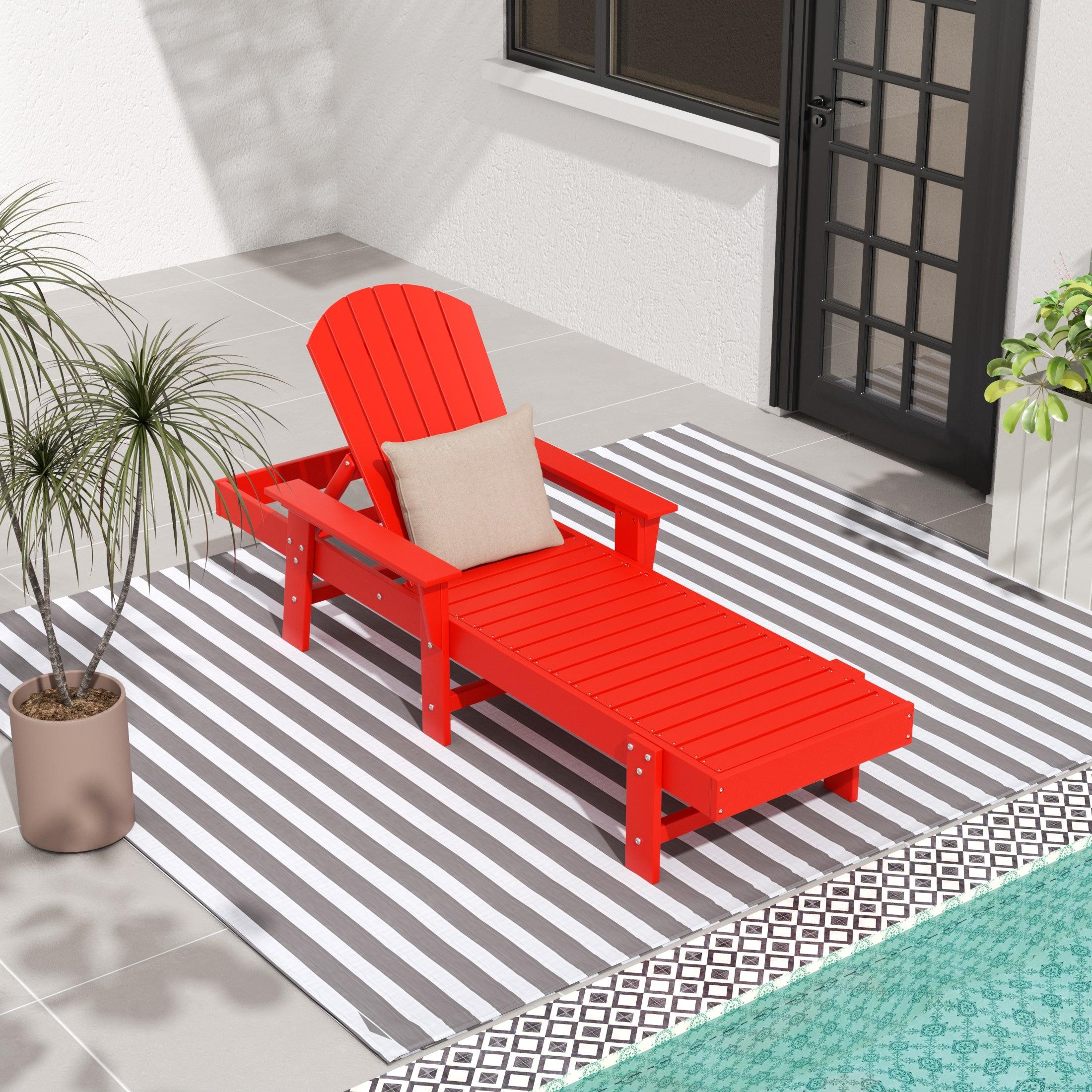 Portside Outdoor Wheeled Classic Poly Adirondack Chaise Lounge with Arms - Costaelm