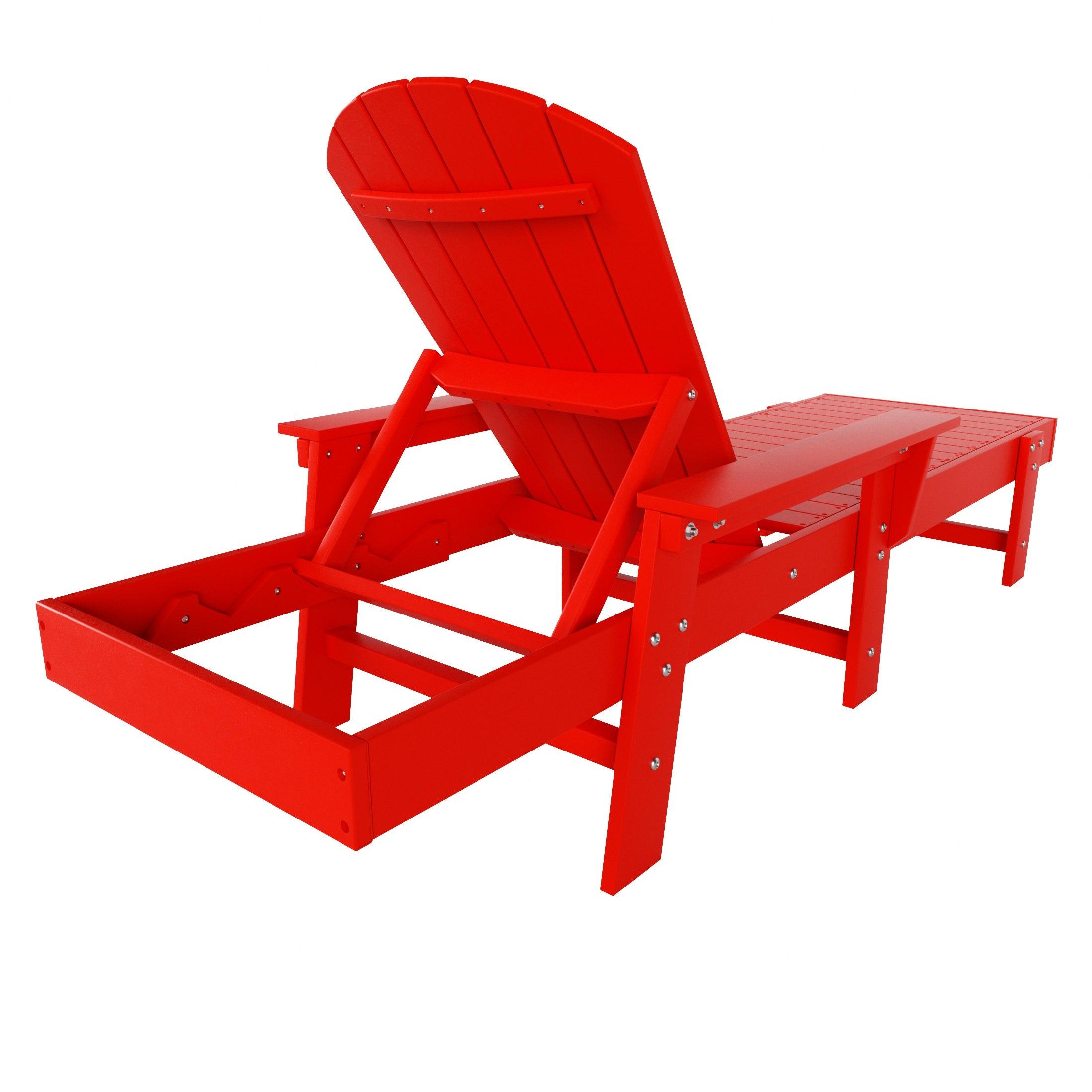 Portside Outdoor Wheeled Classic Poly Adirondack Chaise Lounge with Arms - Costaelm