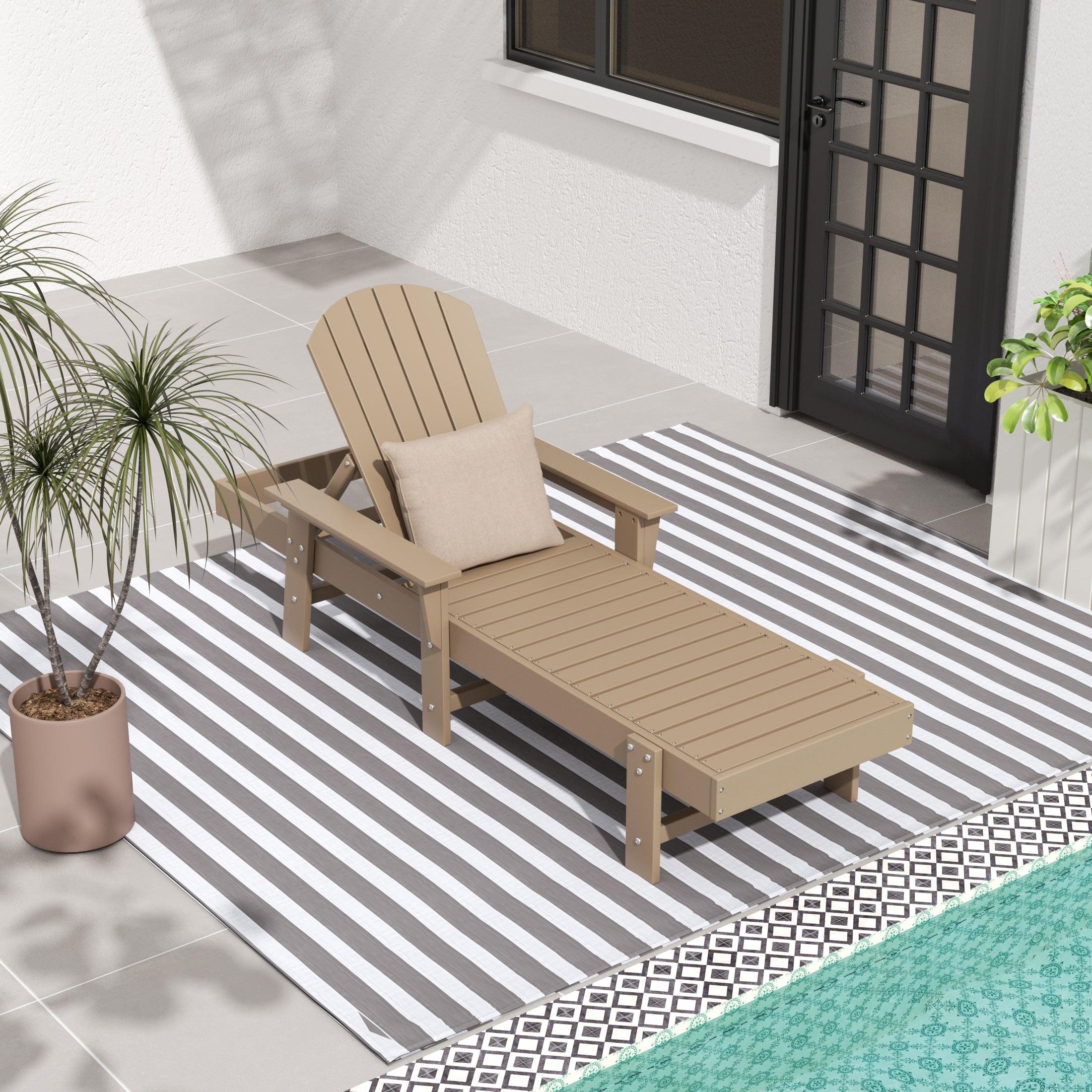 Portside Outdoor Wheeled Classic Poly Adirondack Chaise Lounge with Arms - Costaelm