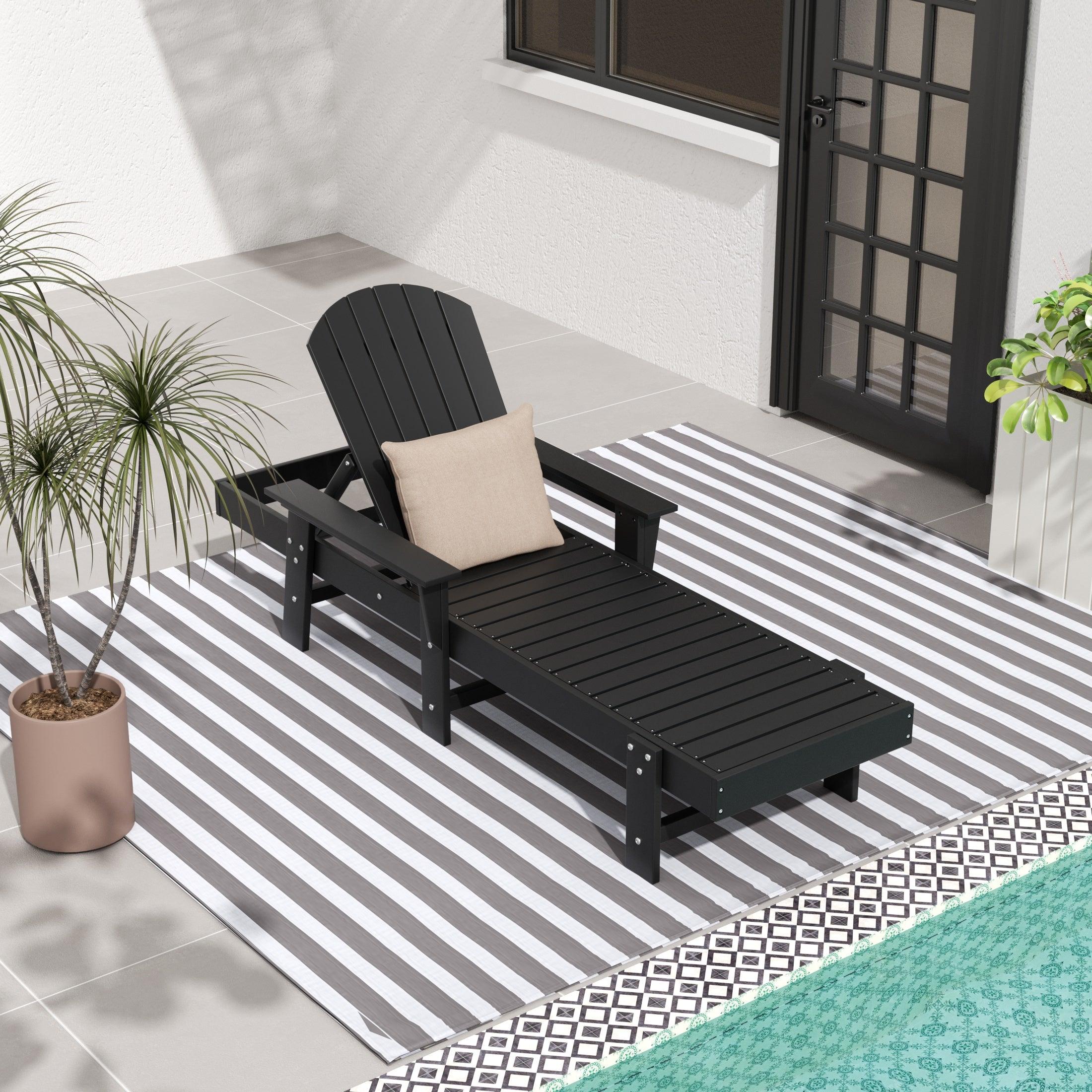 Portside Outdoor Wheeled Classic Poly Adirondack Chaise Lounge with Arms - Costaelm
